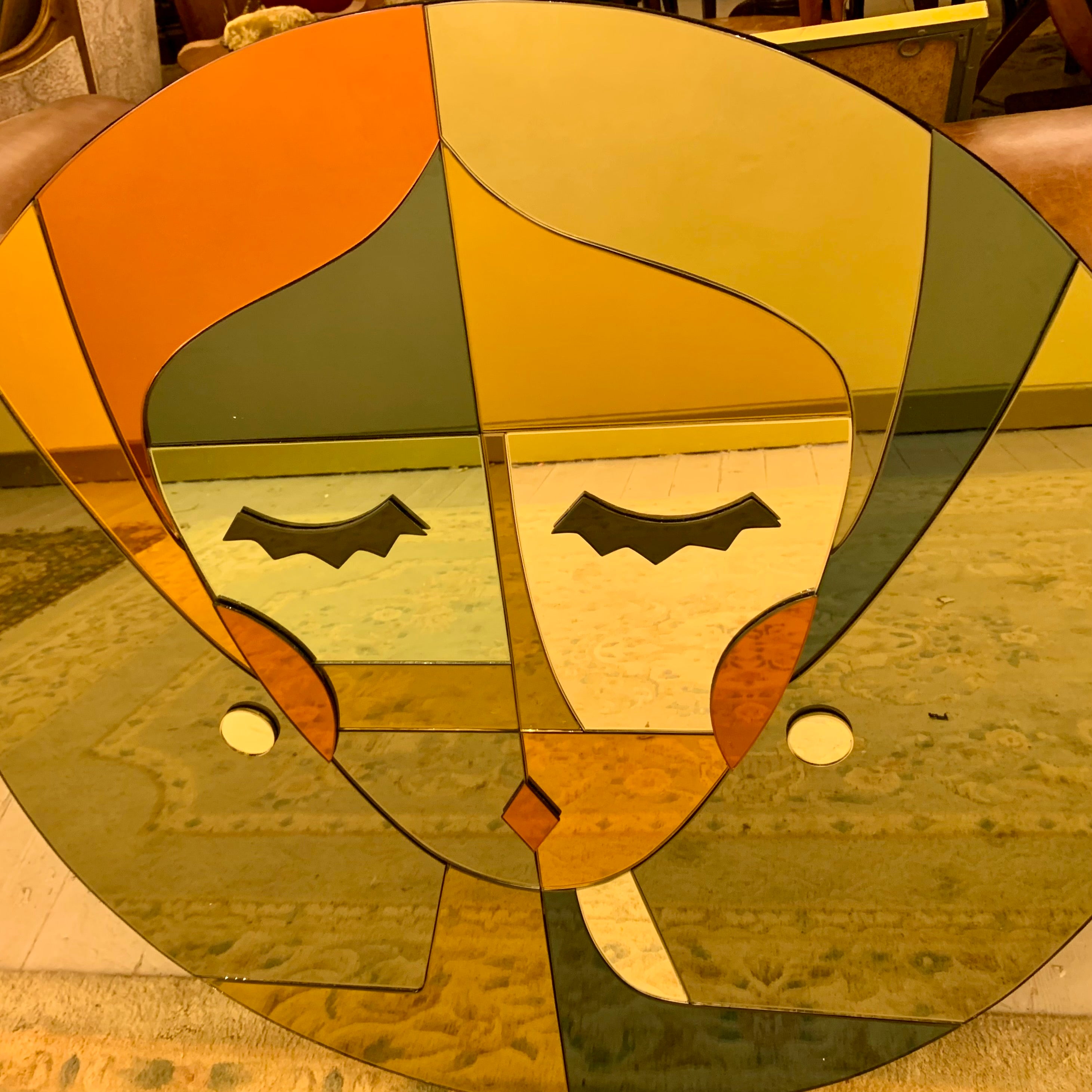 Gorgeous Coloured Mirror of Woman's Face - SOLD