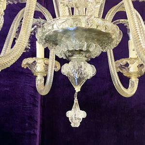 Large and Clear Murano Chandelier - SOLD