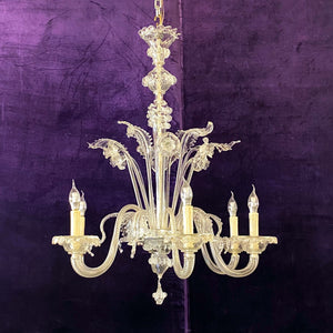 Large and Clear Murano Chandelier - SOLD