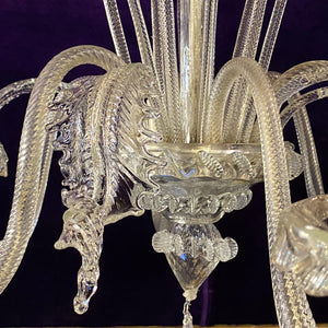 Large and Clear Murano Chandelier - SOLD