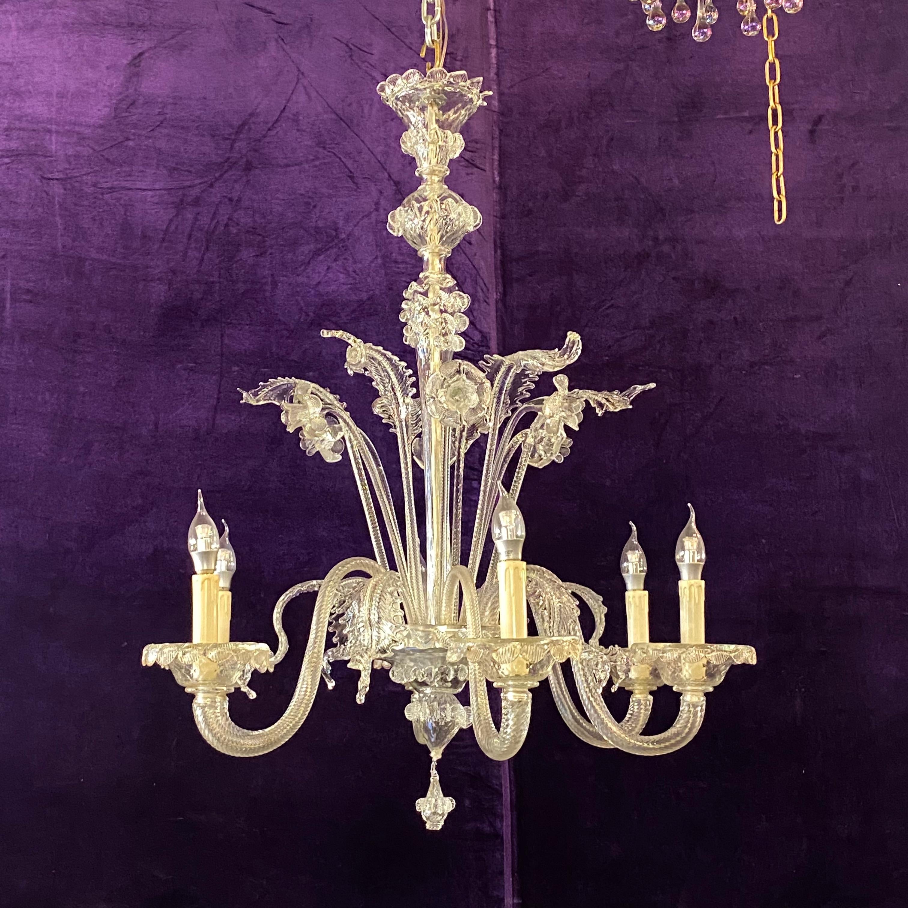 Large and Clear Murano Chandelier - SOLD