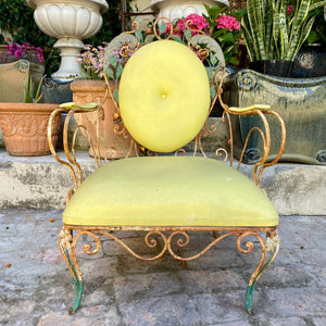 Rustic Wrought Iron Armchair with Rose Details