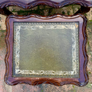 Antique Oak Nesting Tables with Leather Pads