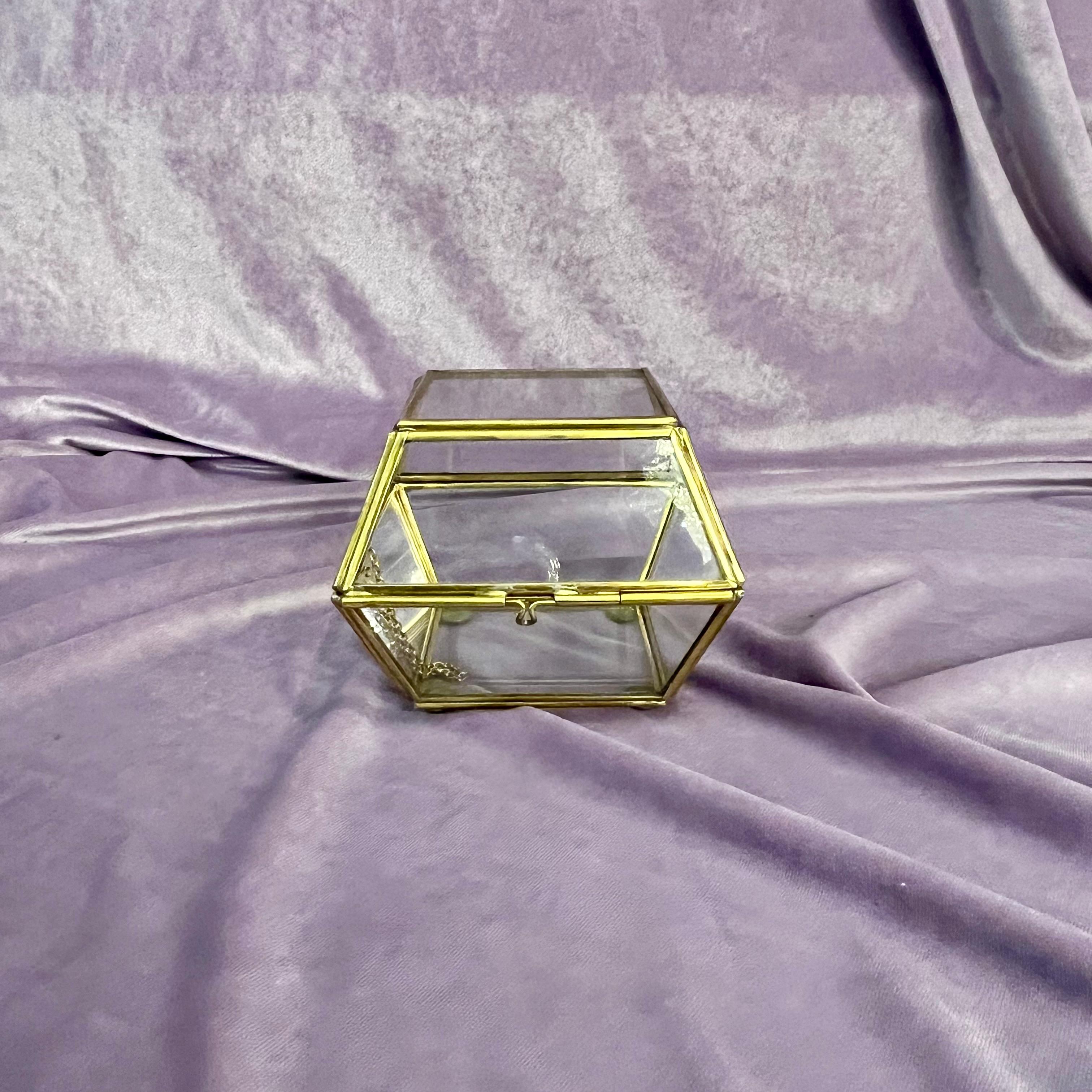 Geometric Glass Display with Brass Framing