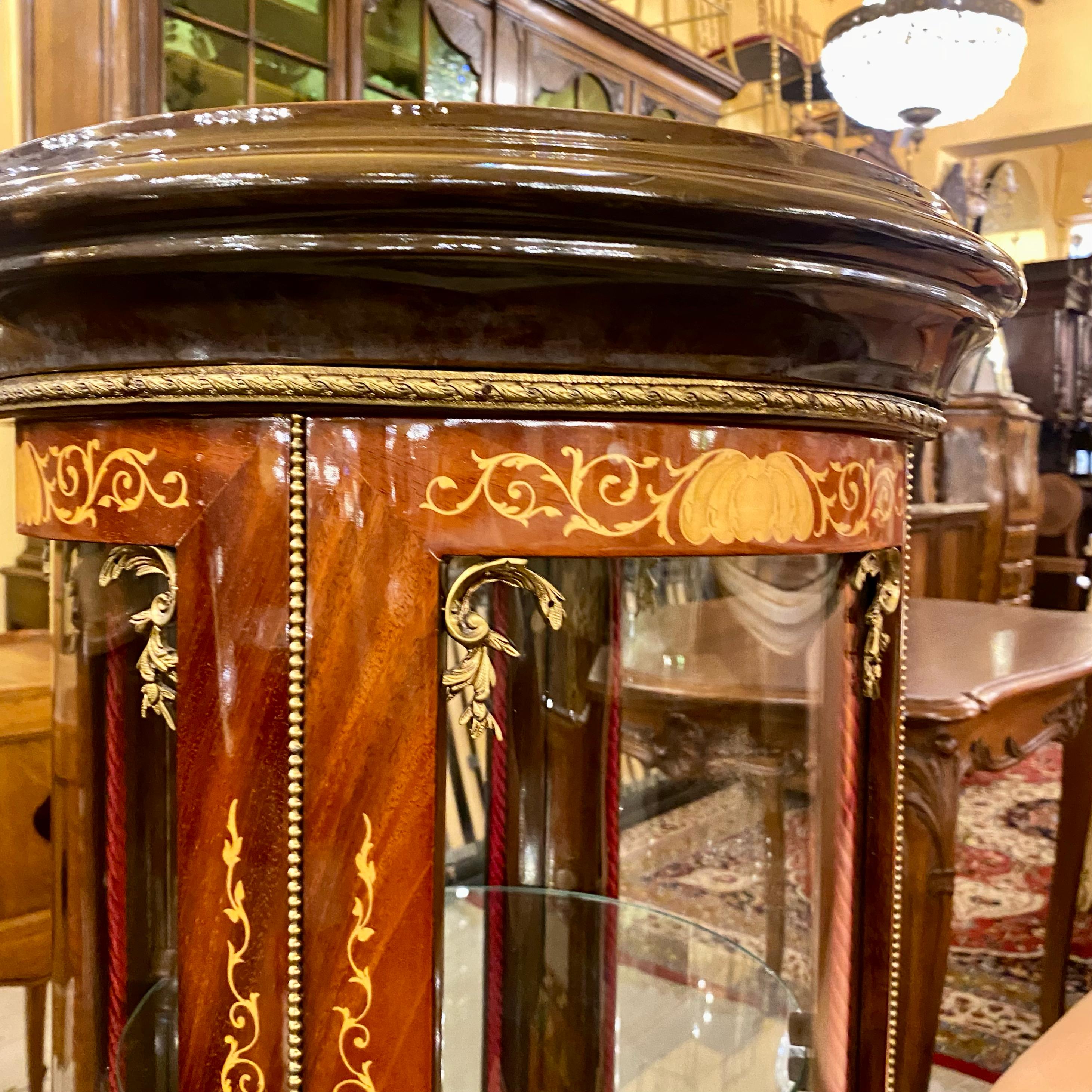 Antique and Unique Round Glass Display Cabinet