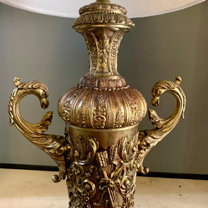 Large and Heavy Decorative Brass Table Lamp