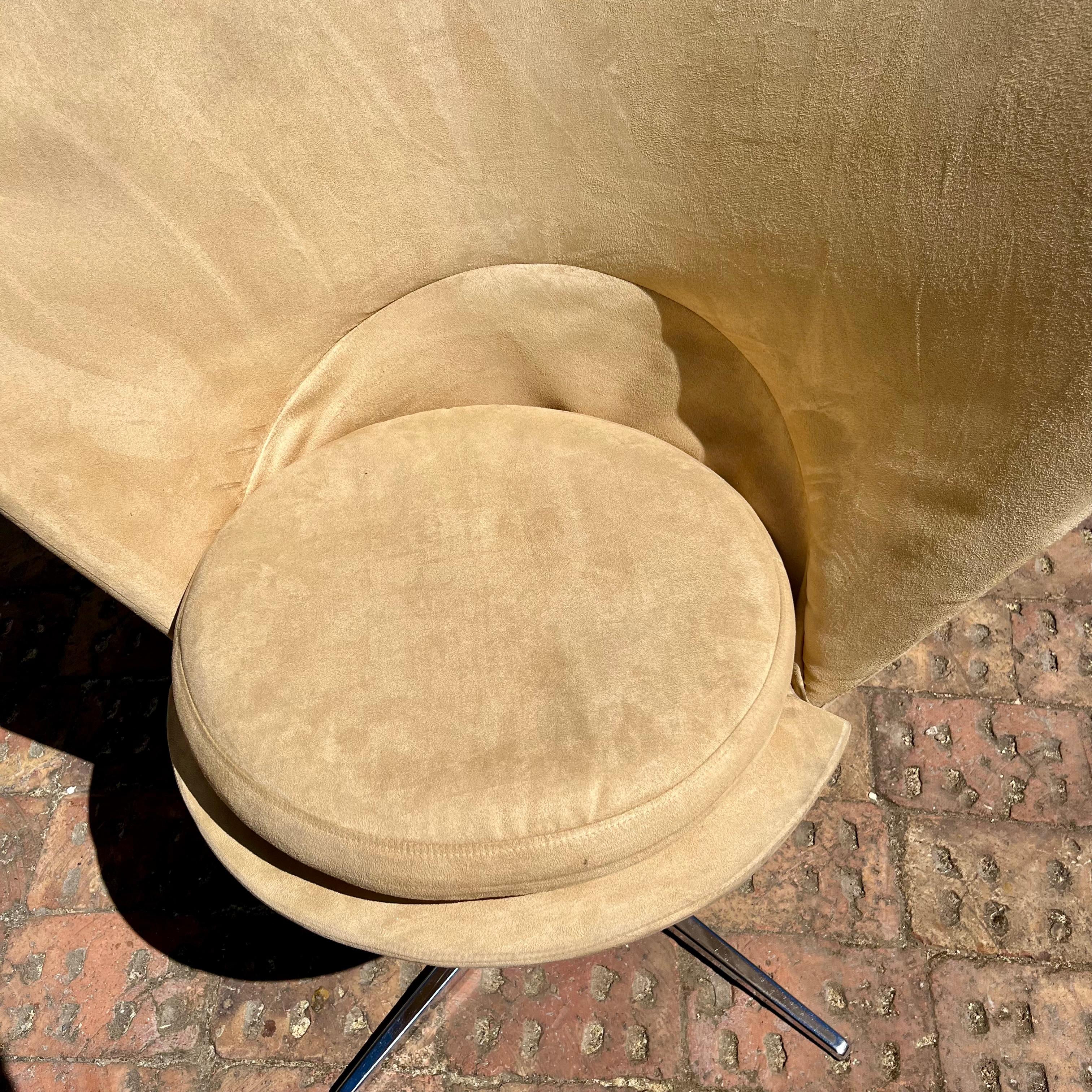 Pair of Mid-Century Panton Style Cone Chairs in Mock Beige Suede