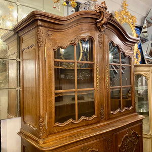 Large Oak Art Nouveau Display Cabinet  with Brass Detailing