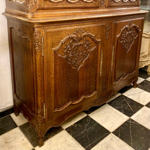 Large Oak Art Nouveau Display Cabinet  with Brass Detailing