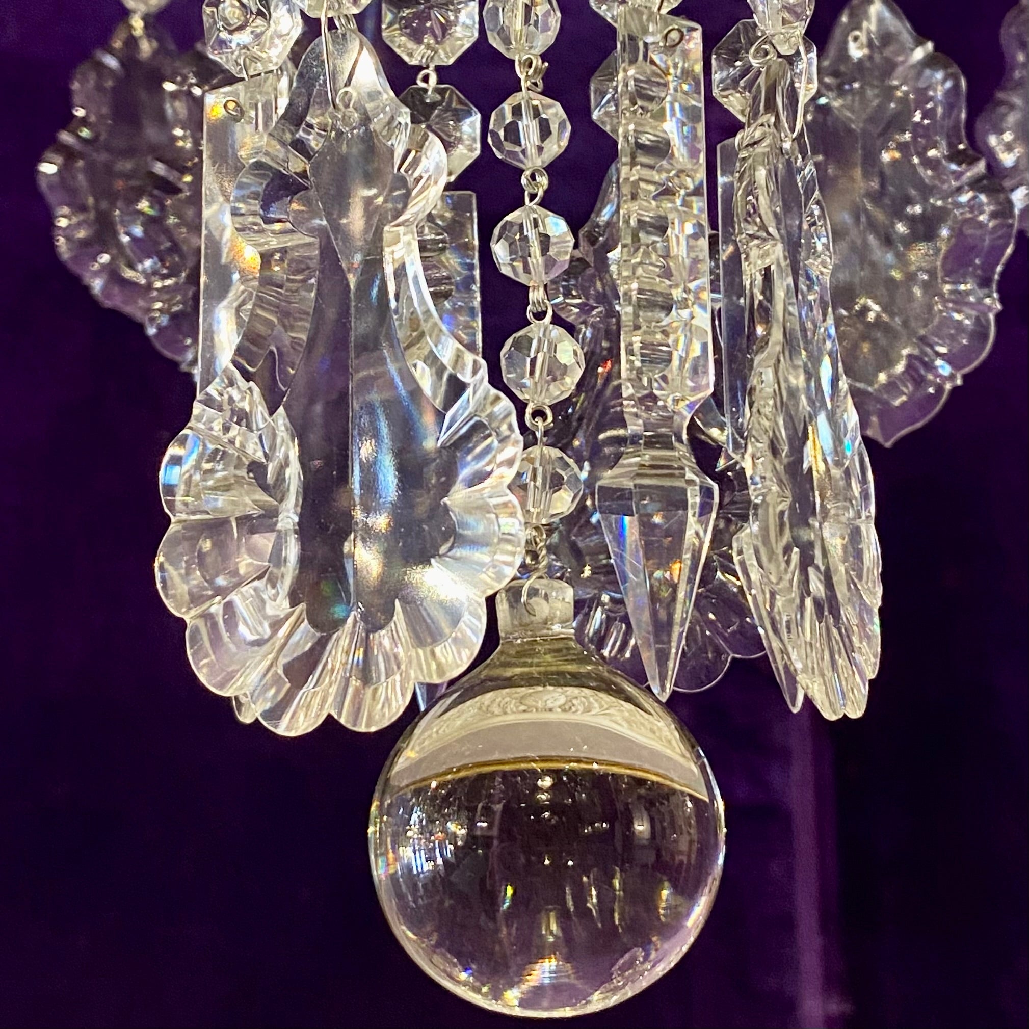 Antique Silver French Chandelier with Original Crystals