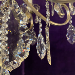 Antique Silver French Chandelier with Original Crystals