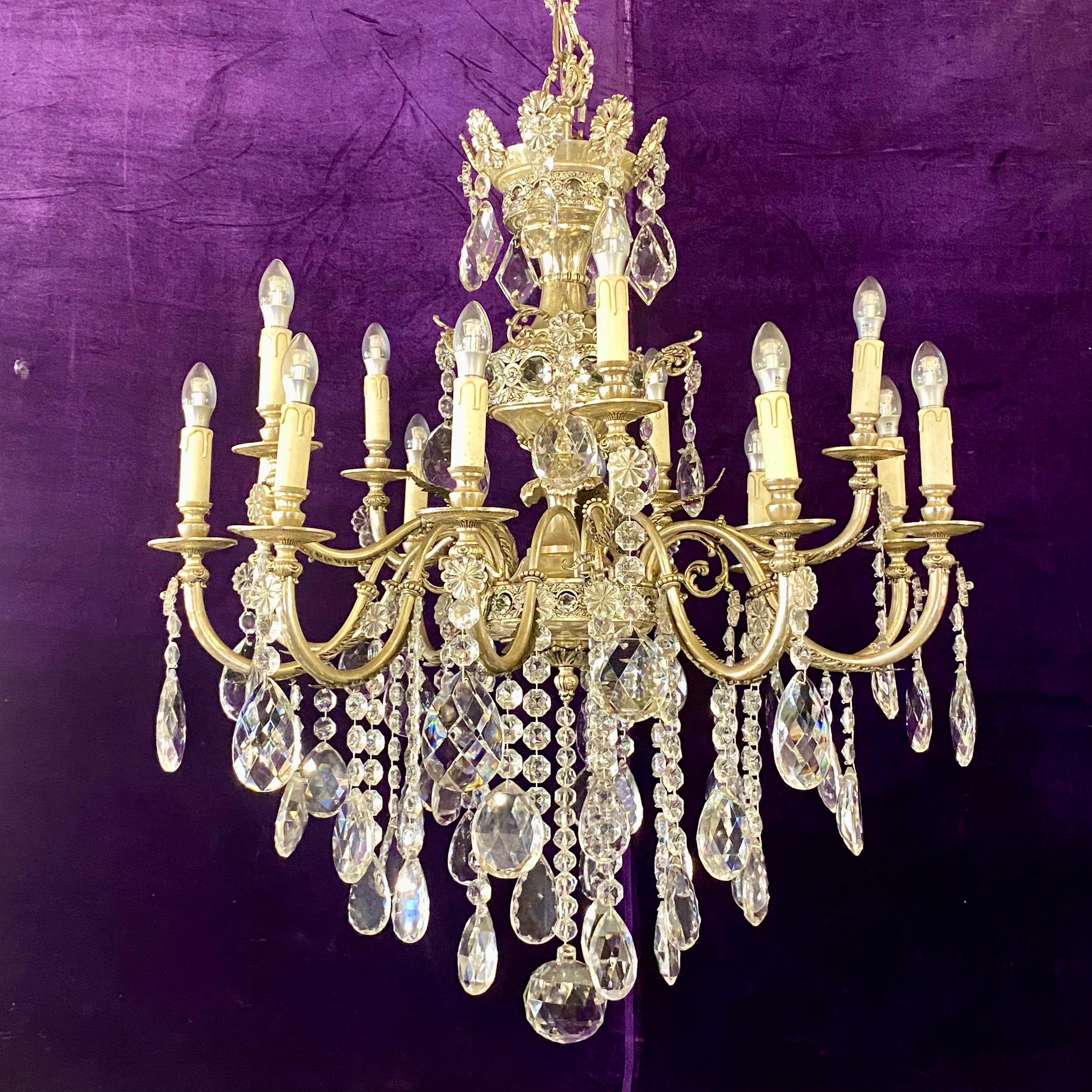 Beautiful Antique Mazarin Chandelier with Silver Plating