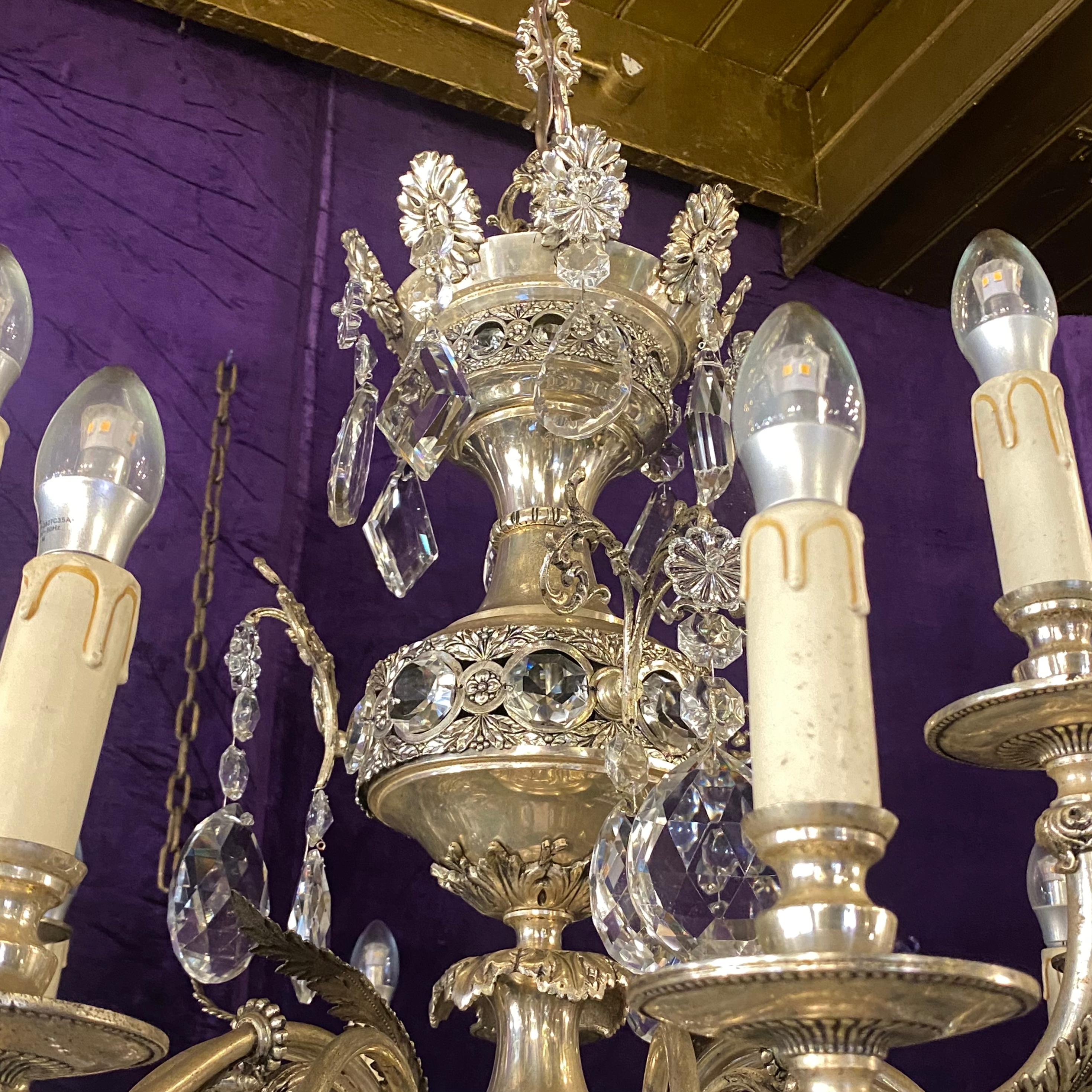 Beautiful Antique Mazarin Chandelier with Silver Plating - SOLD