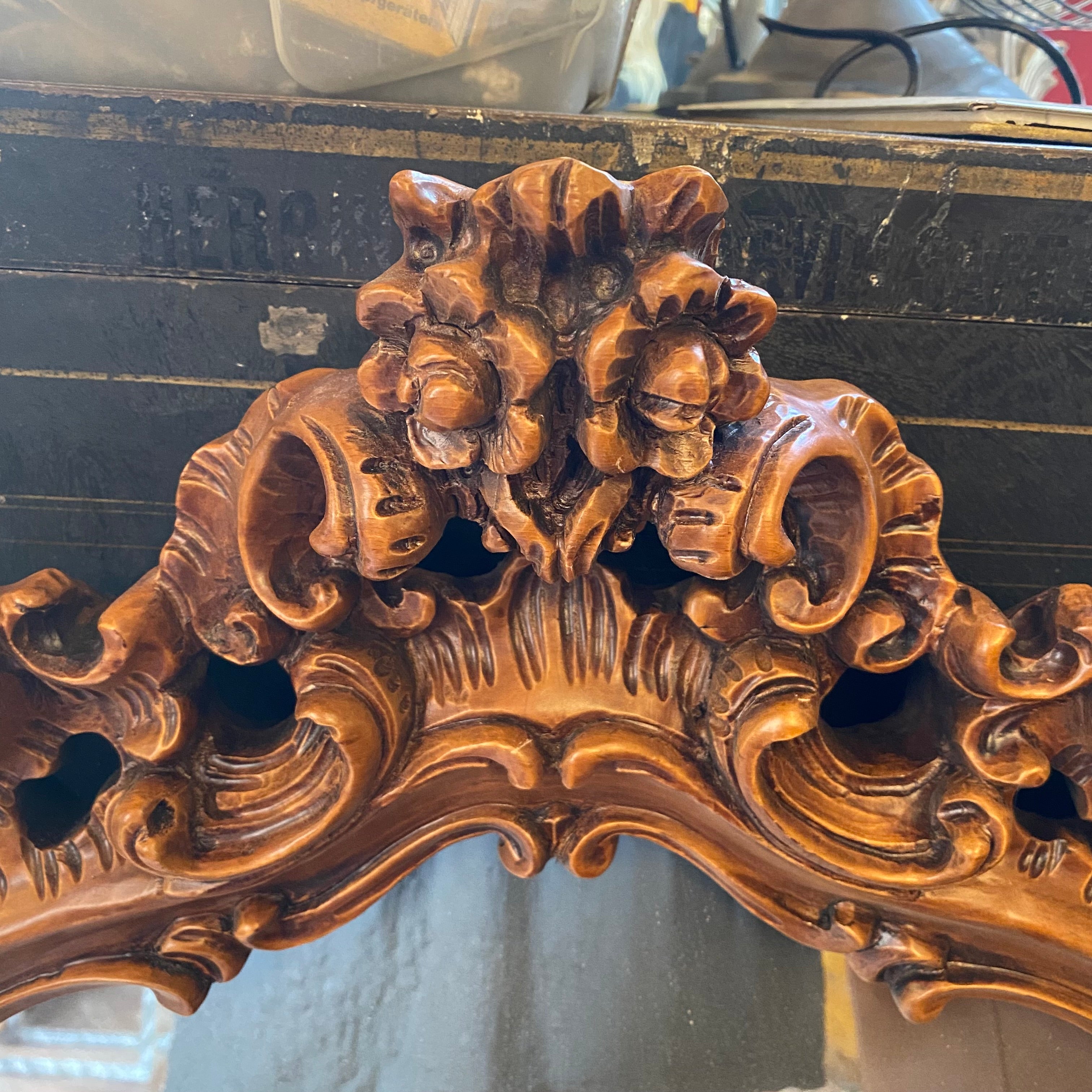 Antique Ornately Carved French Walnut Mirror
