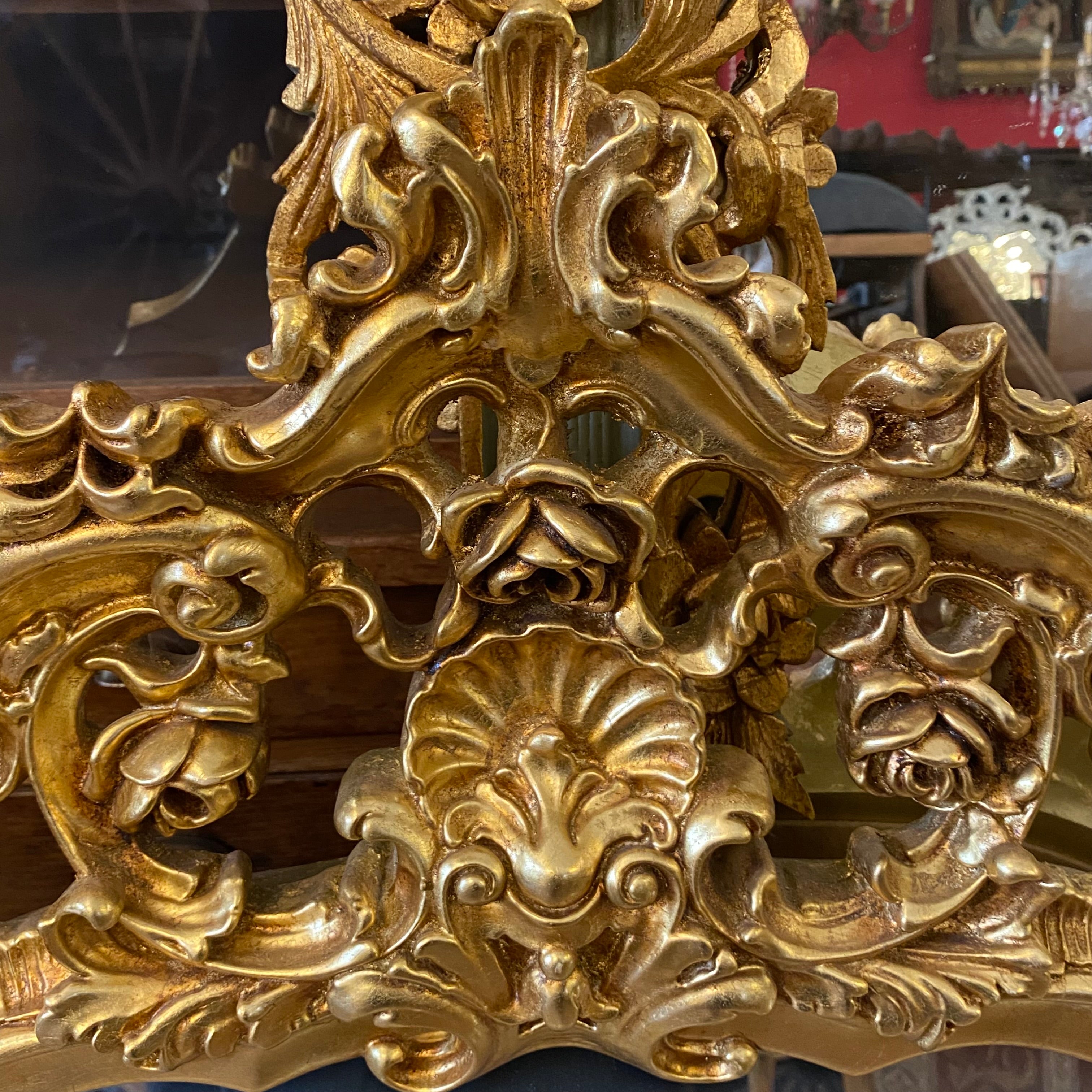 Antique French Gilt Mirror with Ornately Carved Details - SOLD