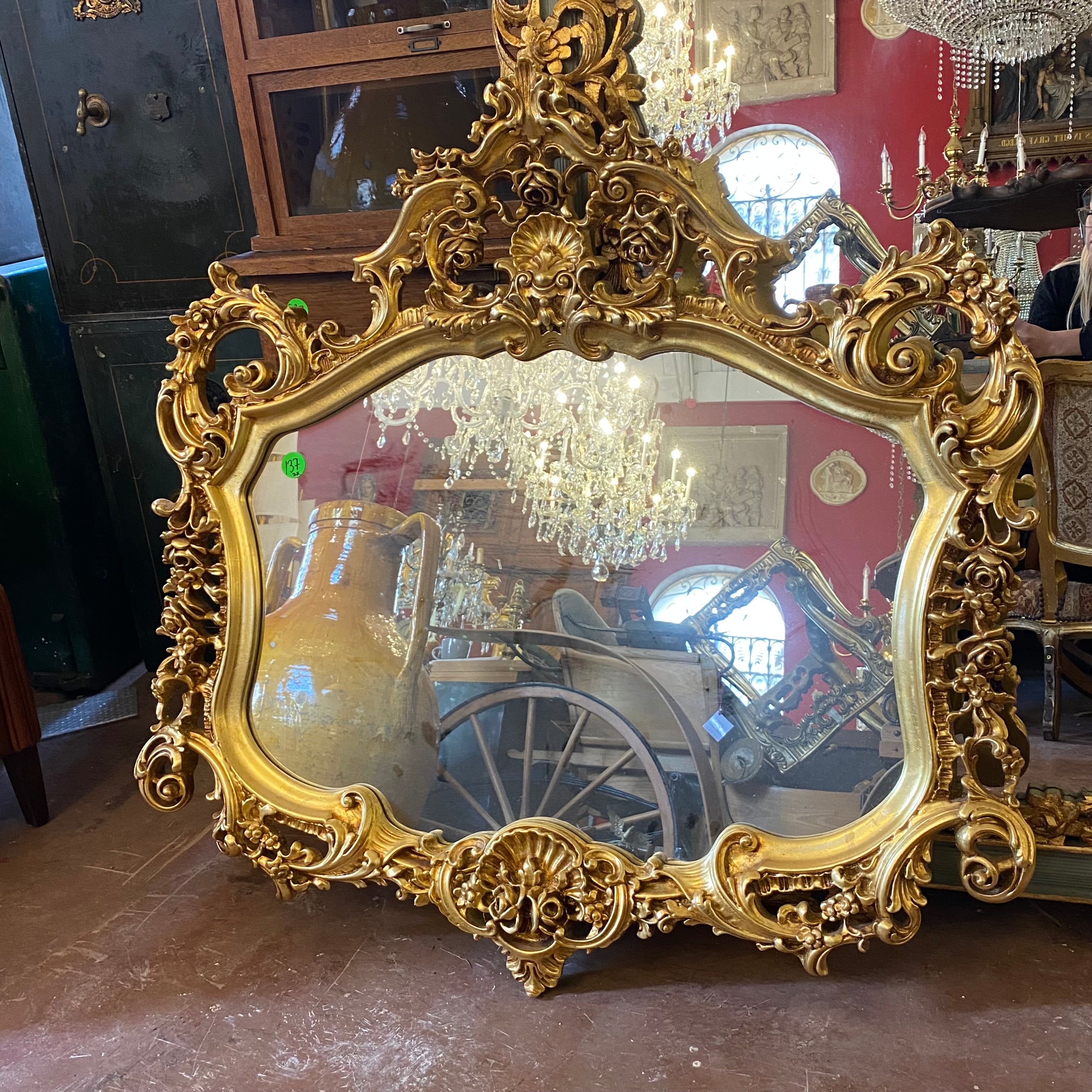 Antique French Gilt Mirror with Ornately Carved Details - SOLD