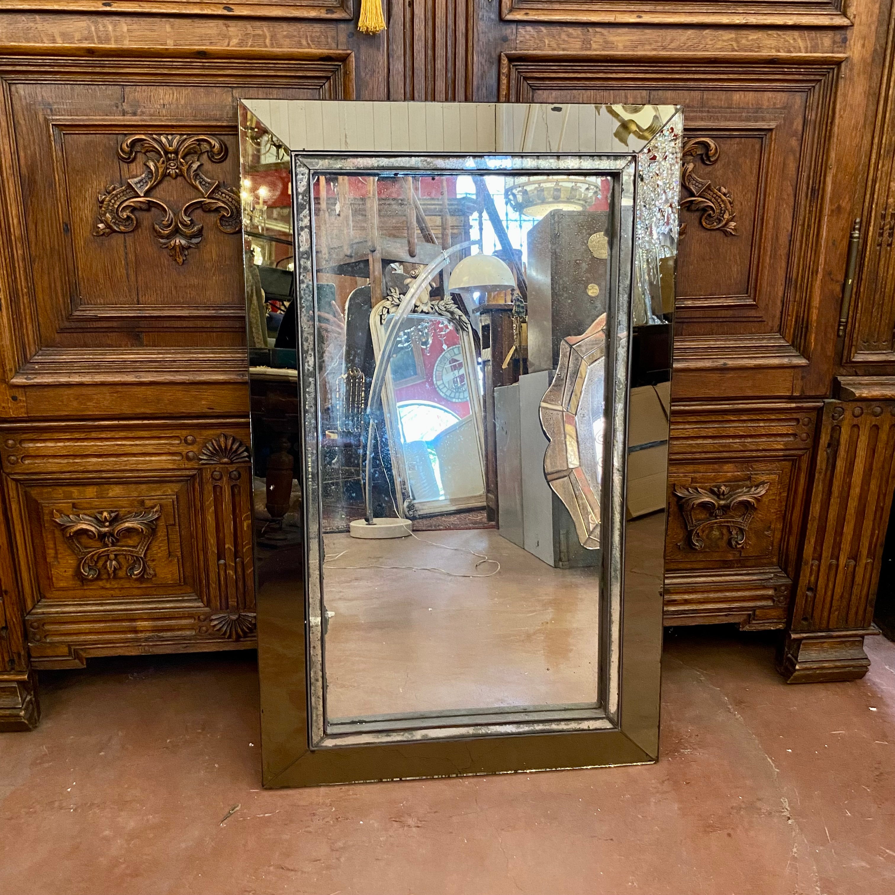 Modern Mirror with Aged Frame