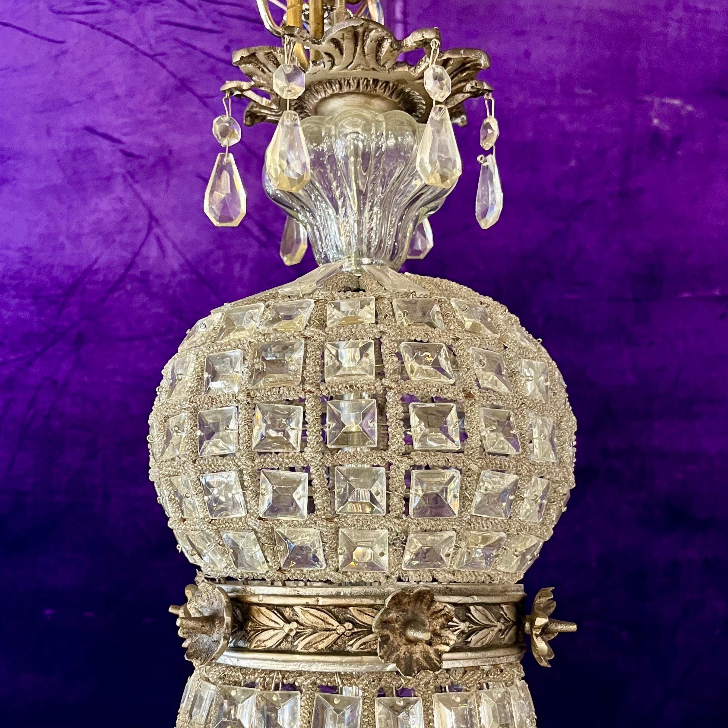 Beautiful Antique Crystal Neoclassical Chandelier