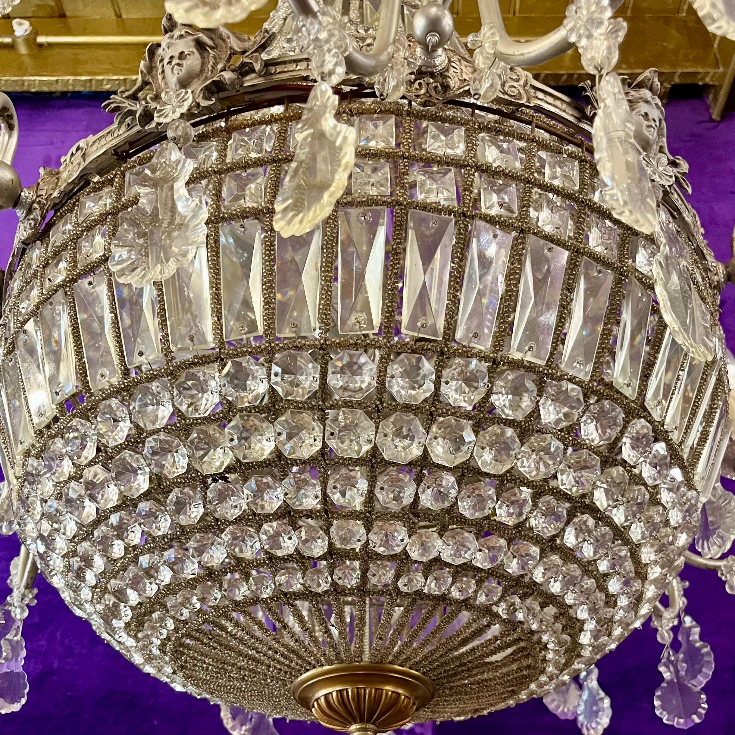 Beautiful Antique Crystal Neoclassical Chandelier