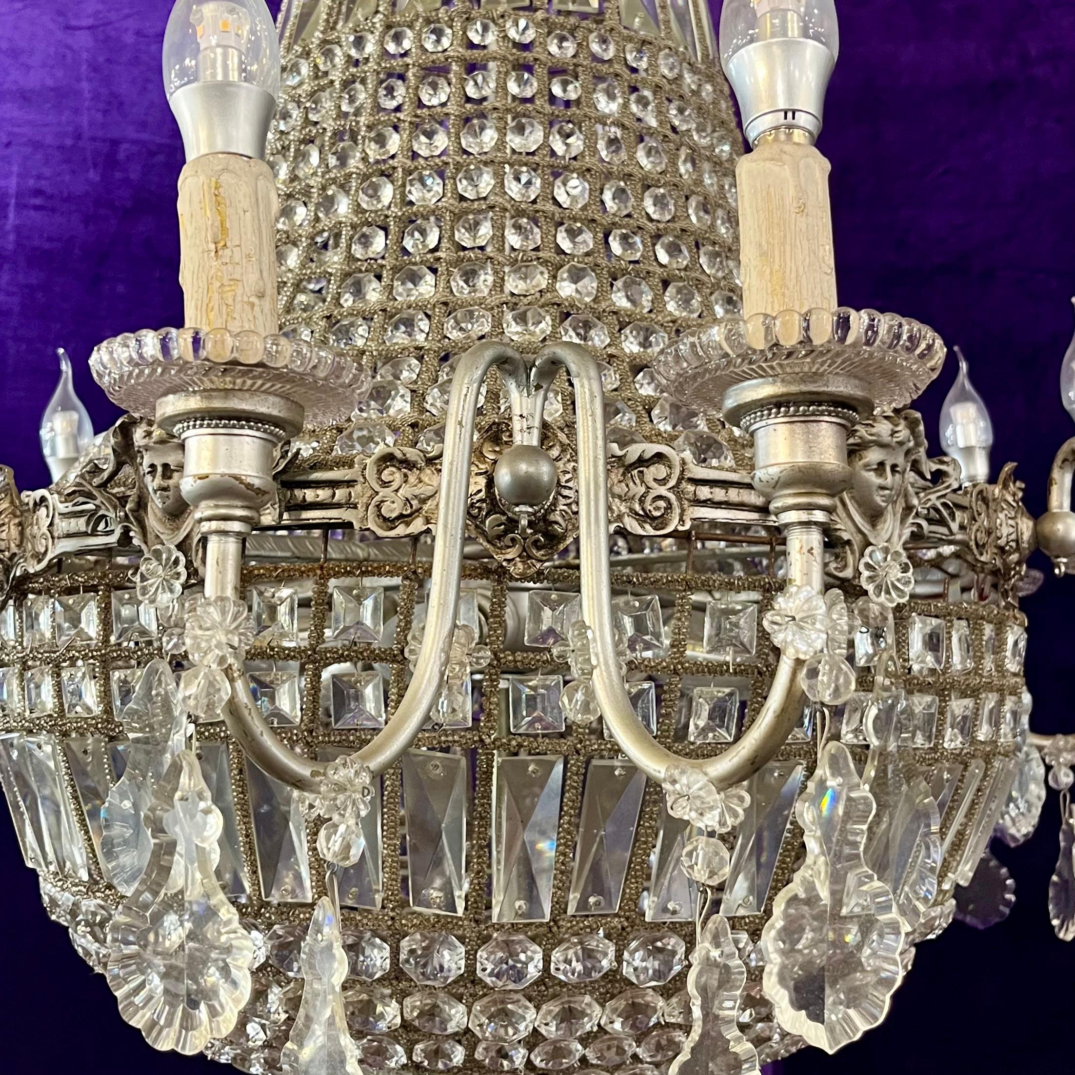 Beautiful Antique Crystal Neoclassical Chandelier