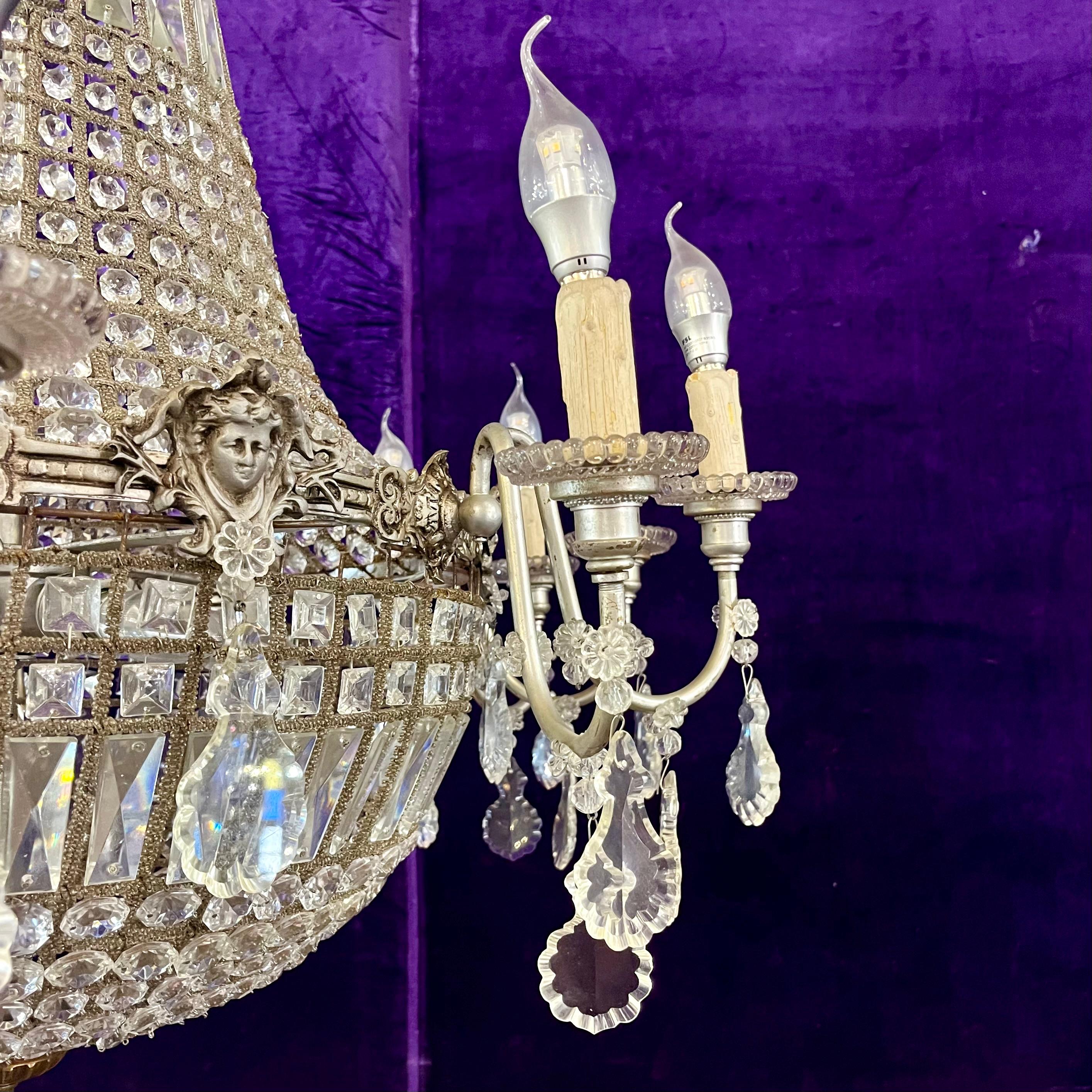Beautiful Antique Crystal Neoclassical Chandelier