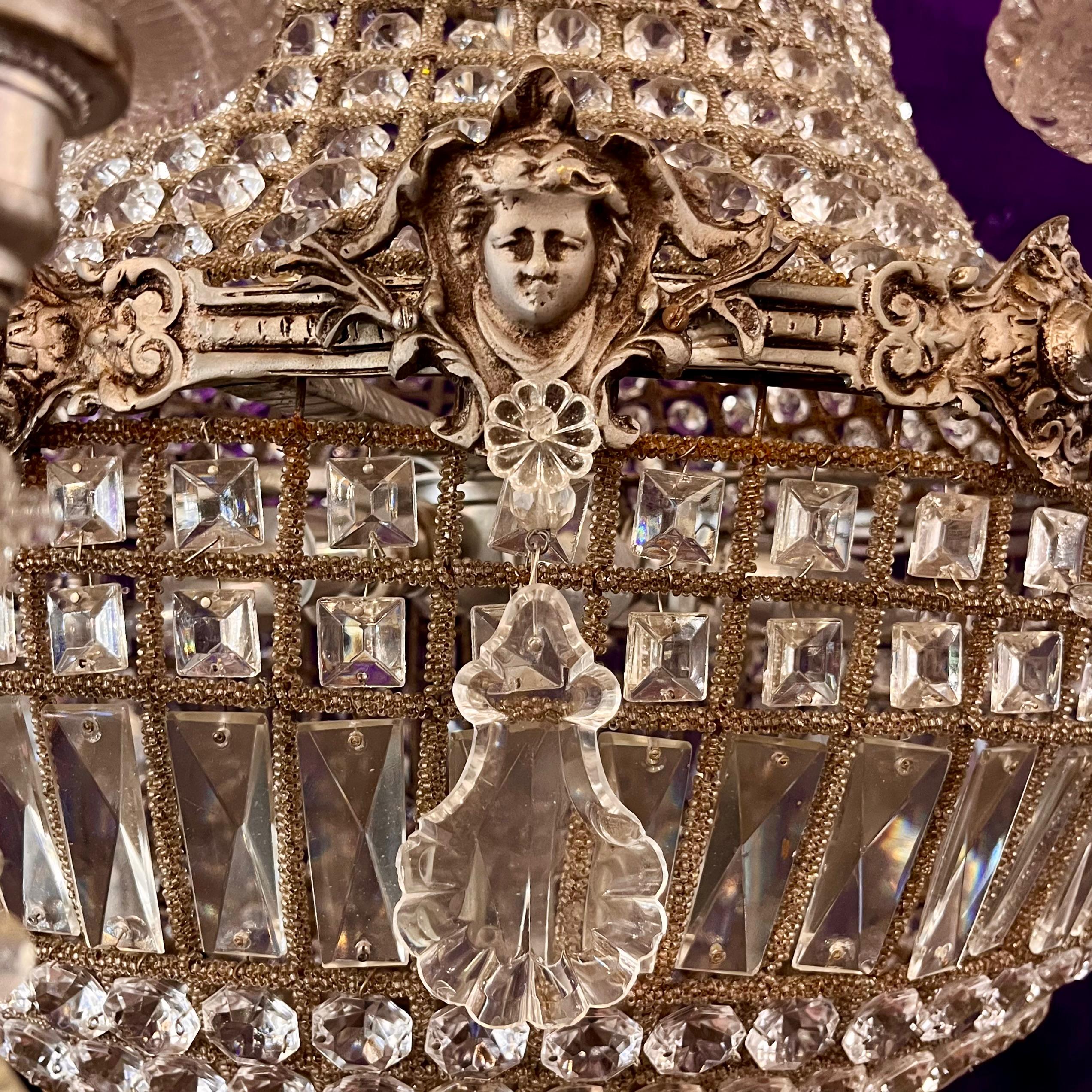 Beautiful Antique Crystal Neoclassical Chandelier