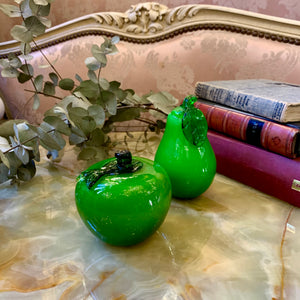 Pair of Green Apple and Pear Murano Ornament