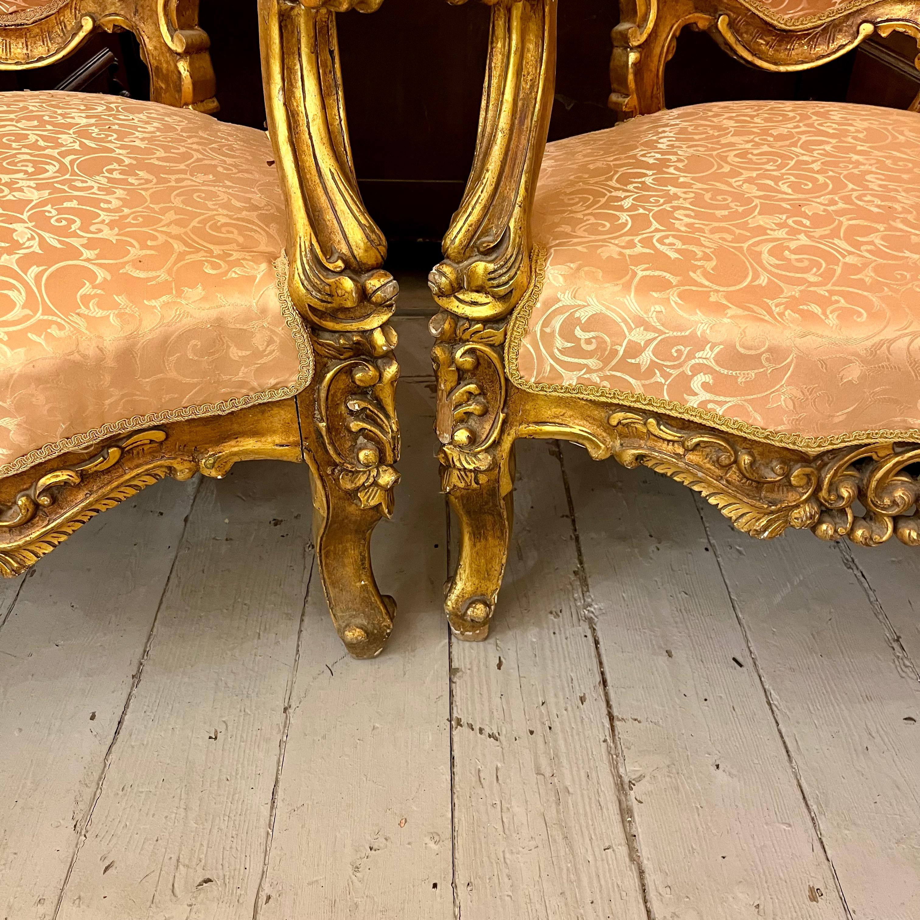 Grand Louis XV Giltwood Armchairs