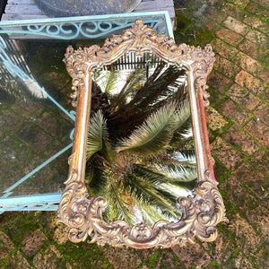 Vintage Gilded & Carved Scroll Beveled Mirror