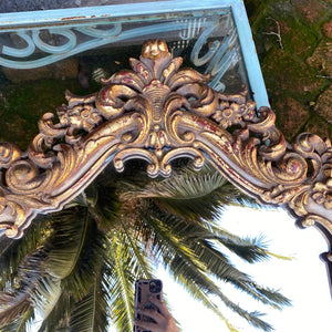 Vintage Gilded & Carved Scroll Beveled Mirror