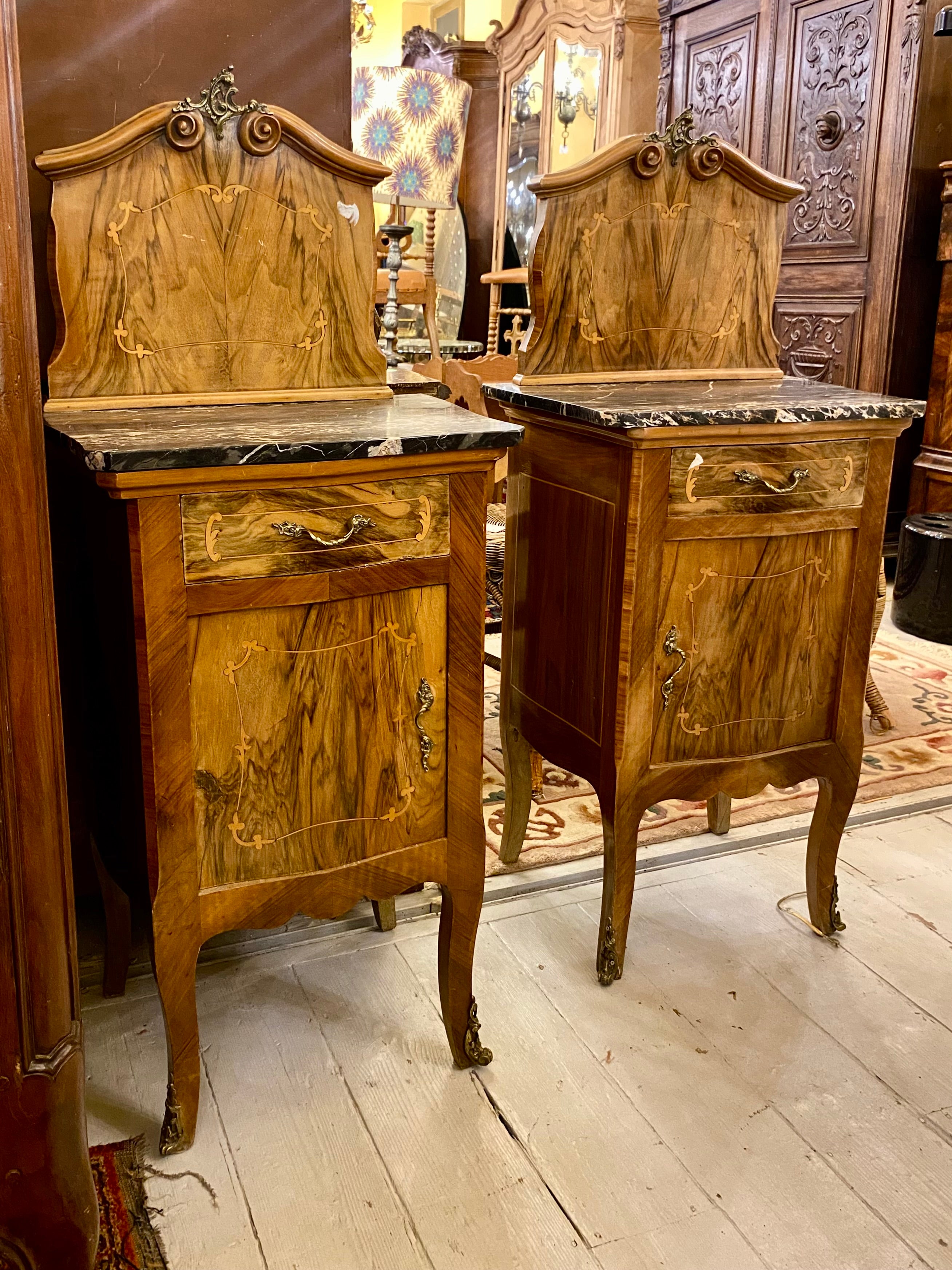 Pair of Empire Era Walnut Bedside Pedestals - SOLD