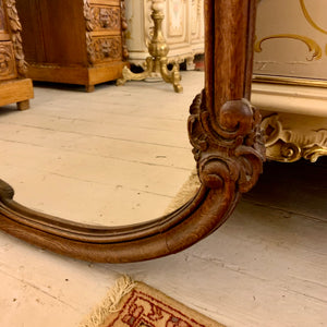 Unusual Antique French Oak Mirror