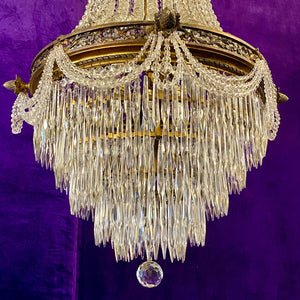 Stunning Antique Neoclassical Chandelier with Original Crystal