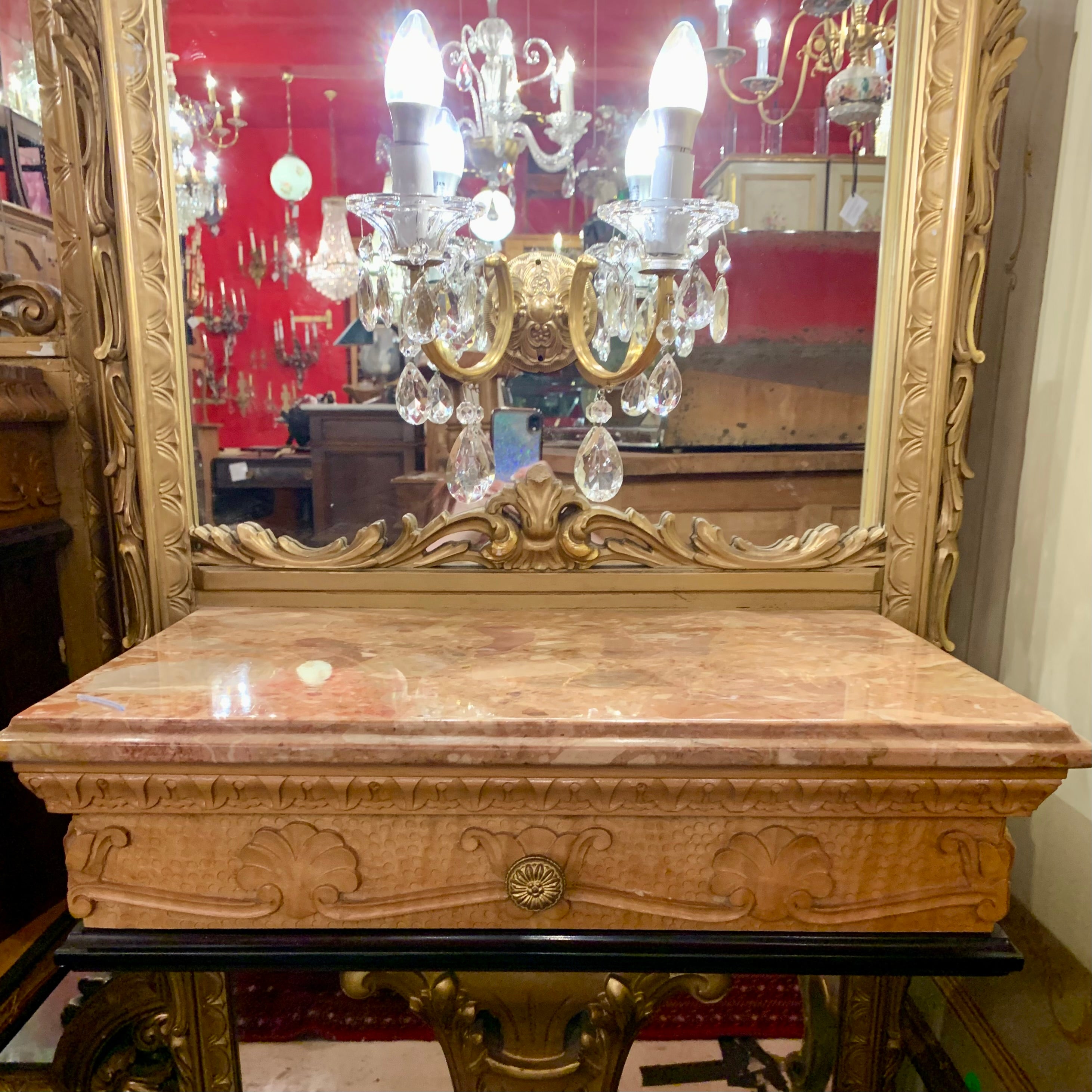 Pair of Italian Empire Era Mirrored Bedside Pedestals