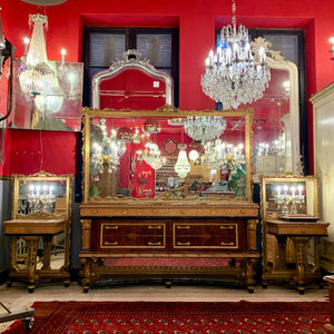 Pair of Italian Empire Era Mirrored Bedside Pedestals