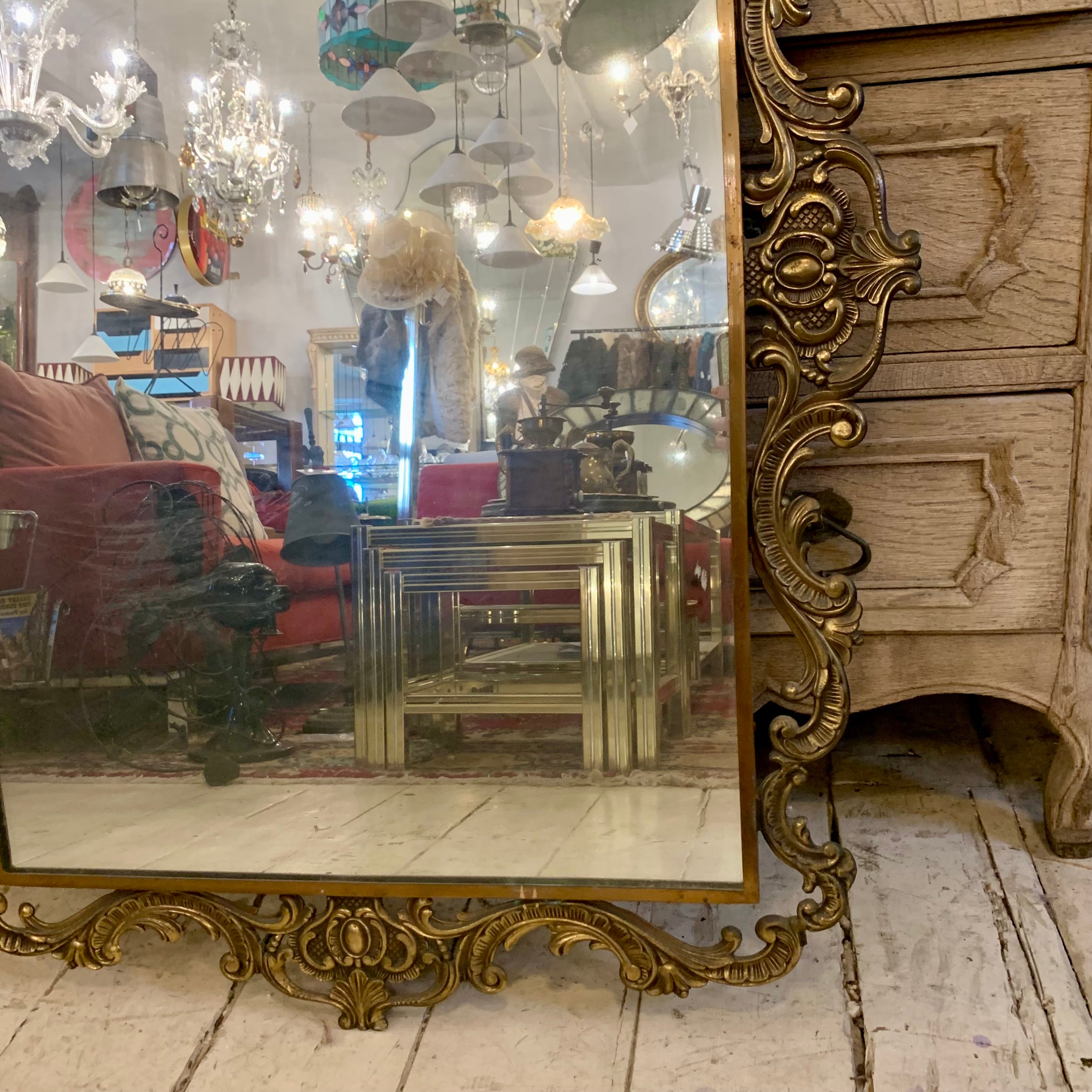 Beautiful Patina Brass Mirror