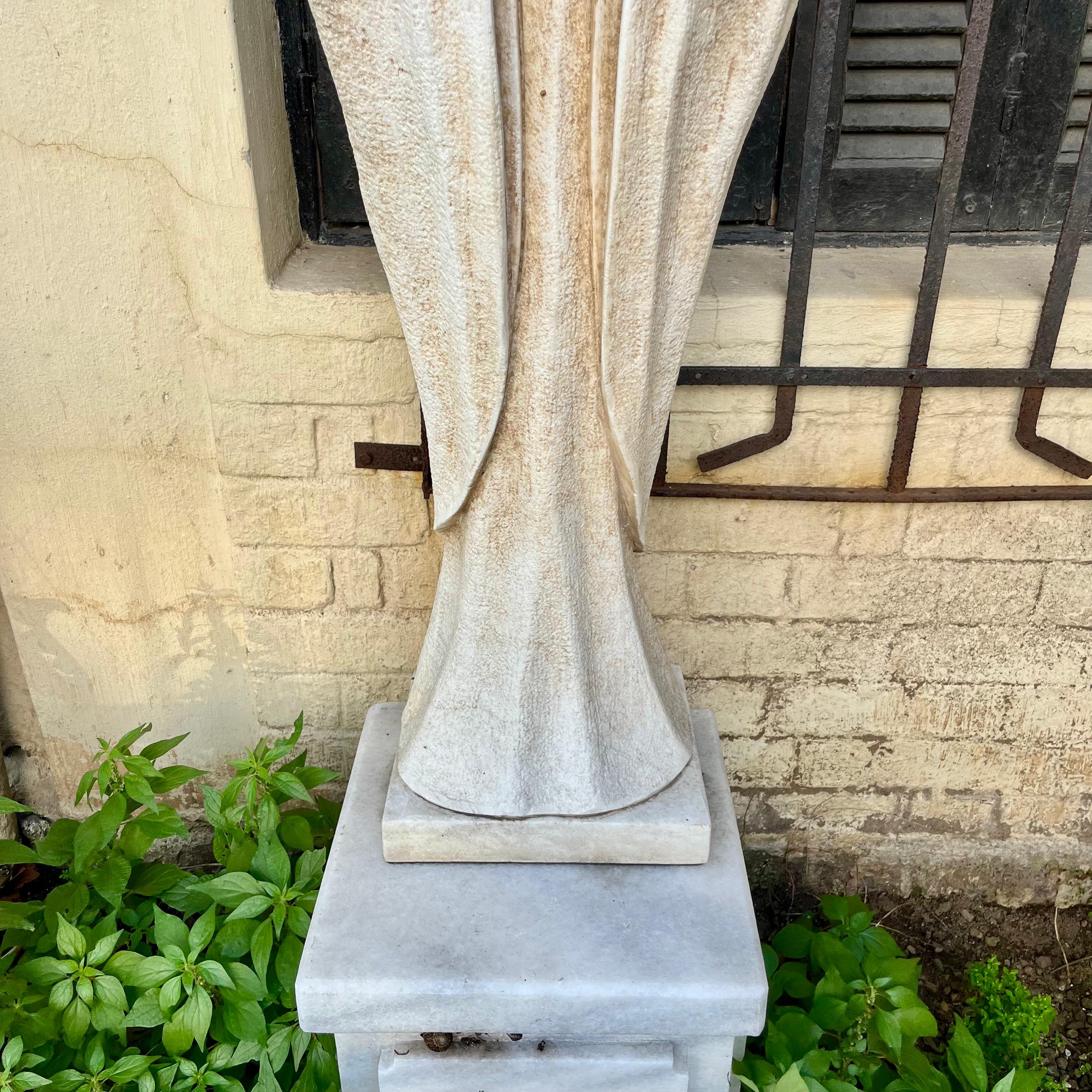 Hand-Carved White Marble Statue of Mary, 125cm