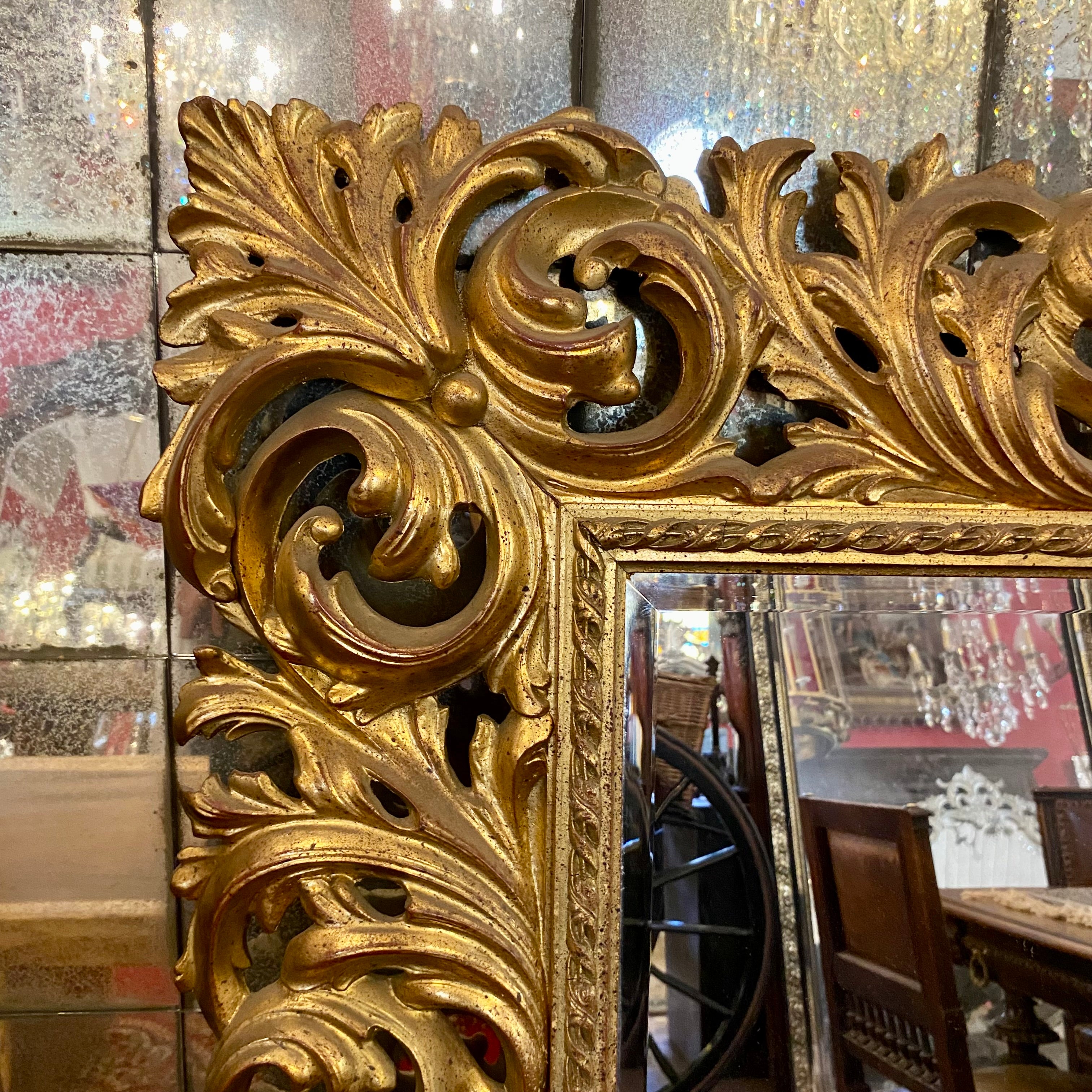 Antique Hand Carved Gilt French Mirror