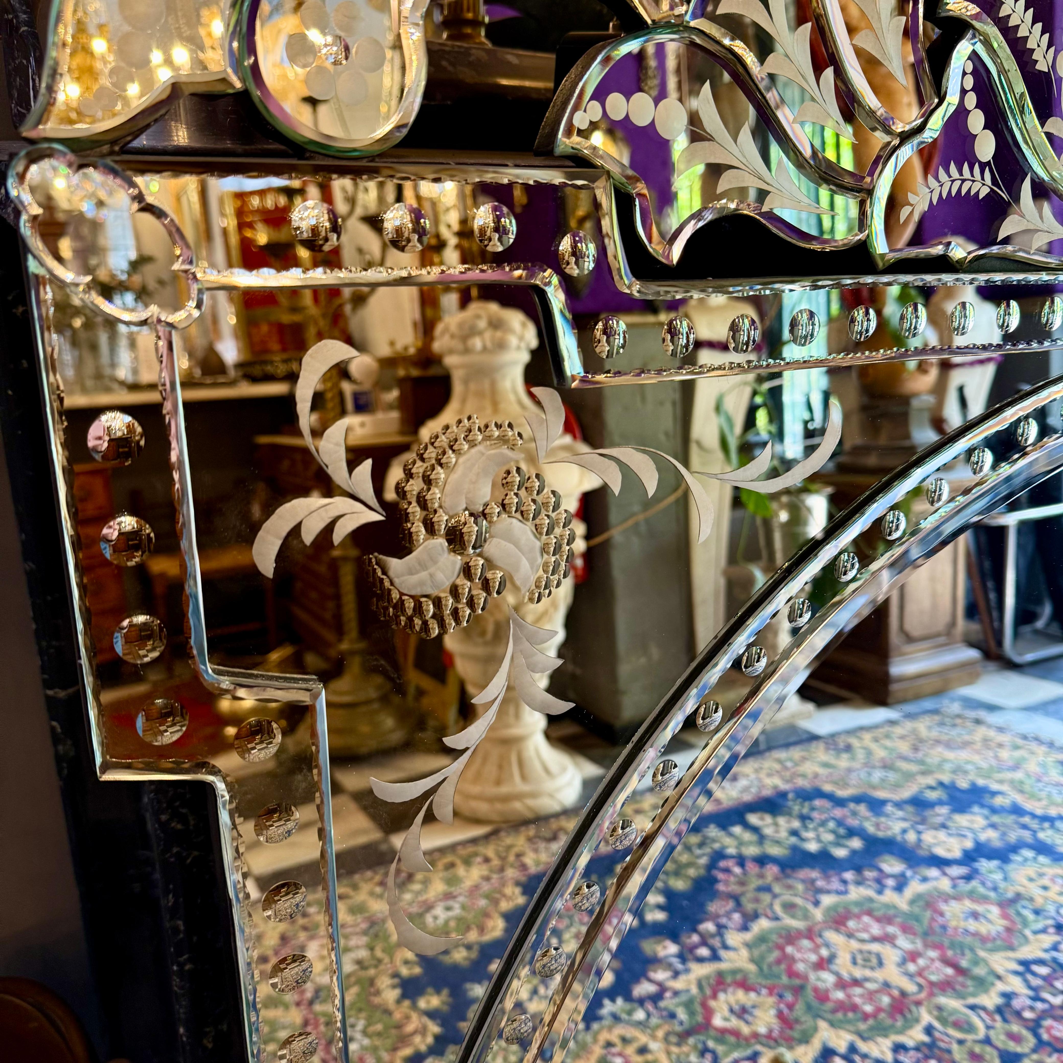 Large Venetian-Style Etched Mirror