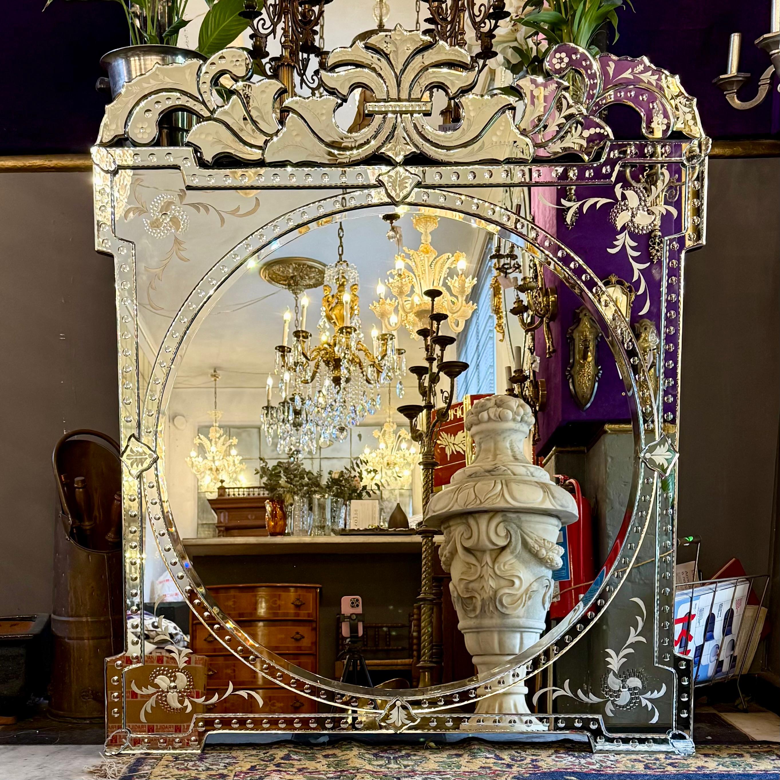 Large Venetian-Style Etched Mirror