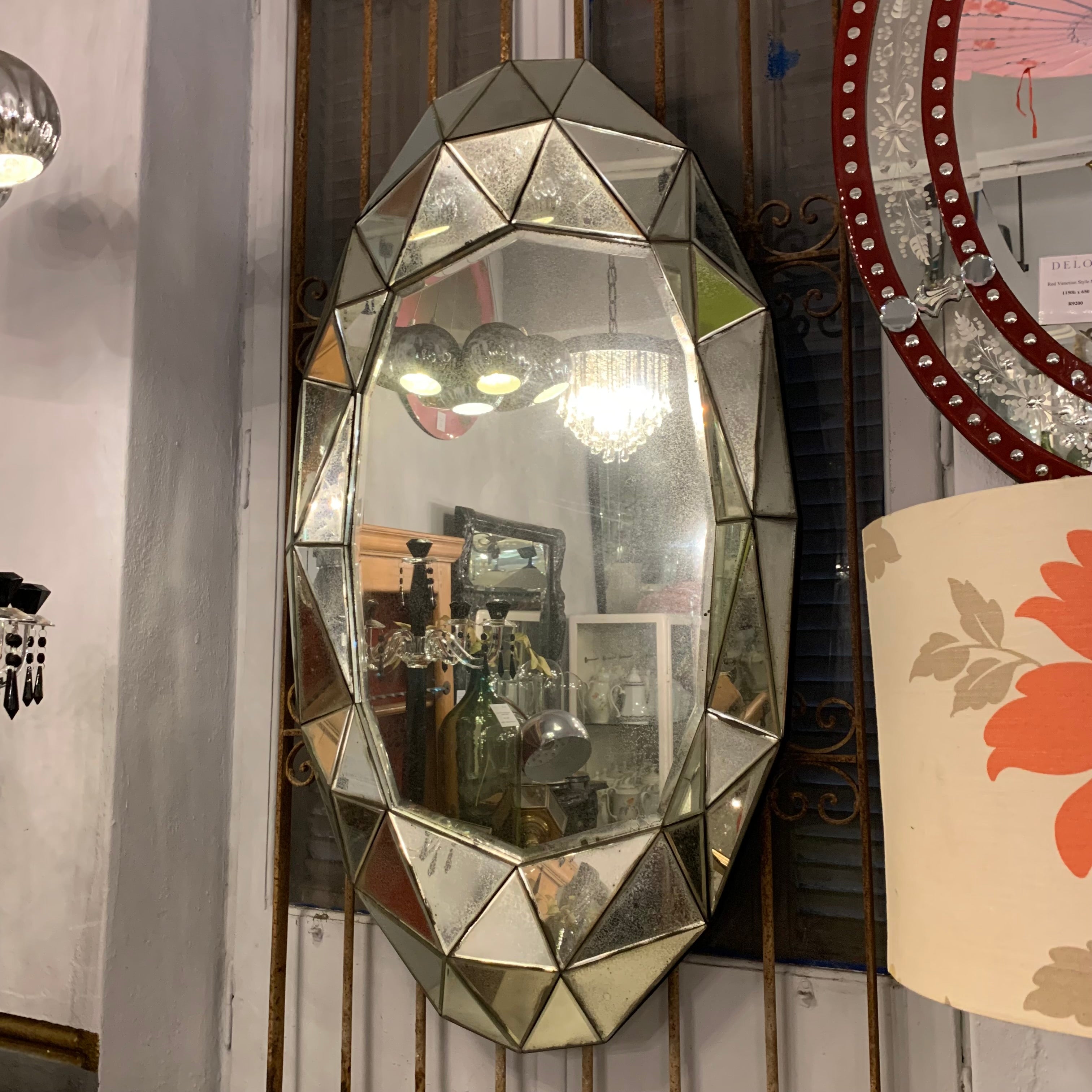 Contemporary and Geometric Oval Aged Mirror