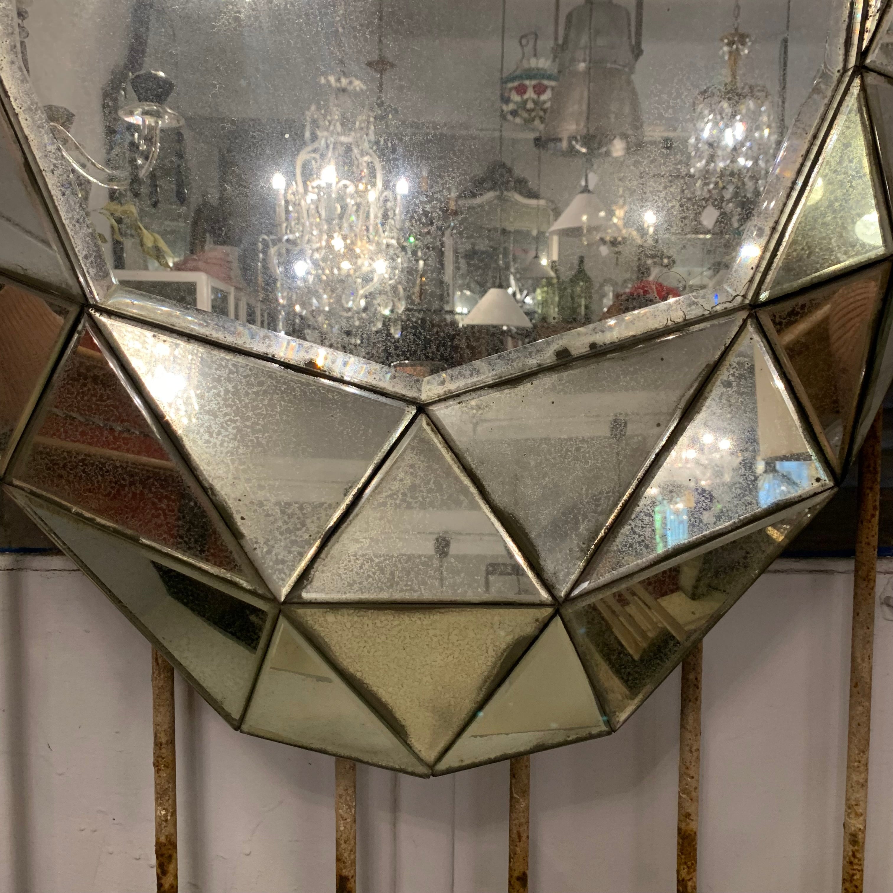 Contemporary and Geometric Oval Aged Mirror