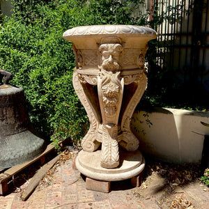 Incredible Pair of Travertine "Zeus" Urns