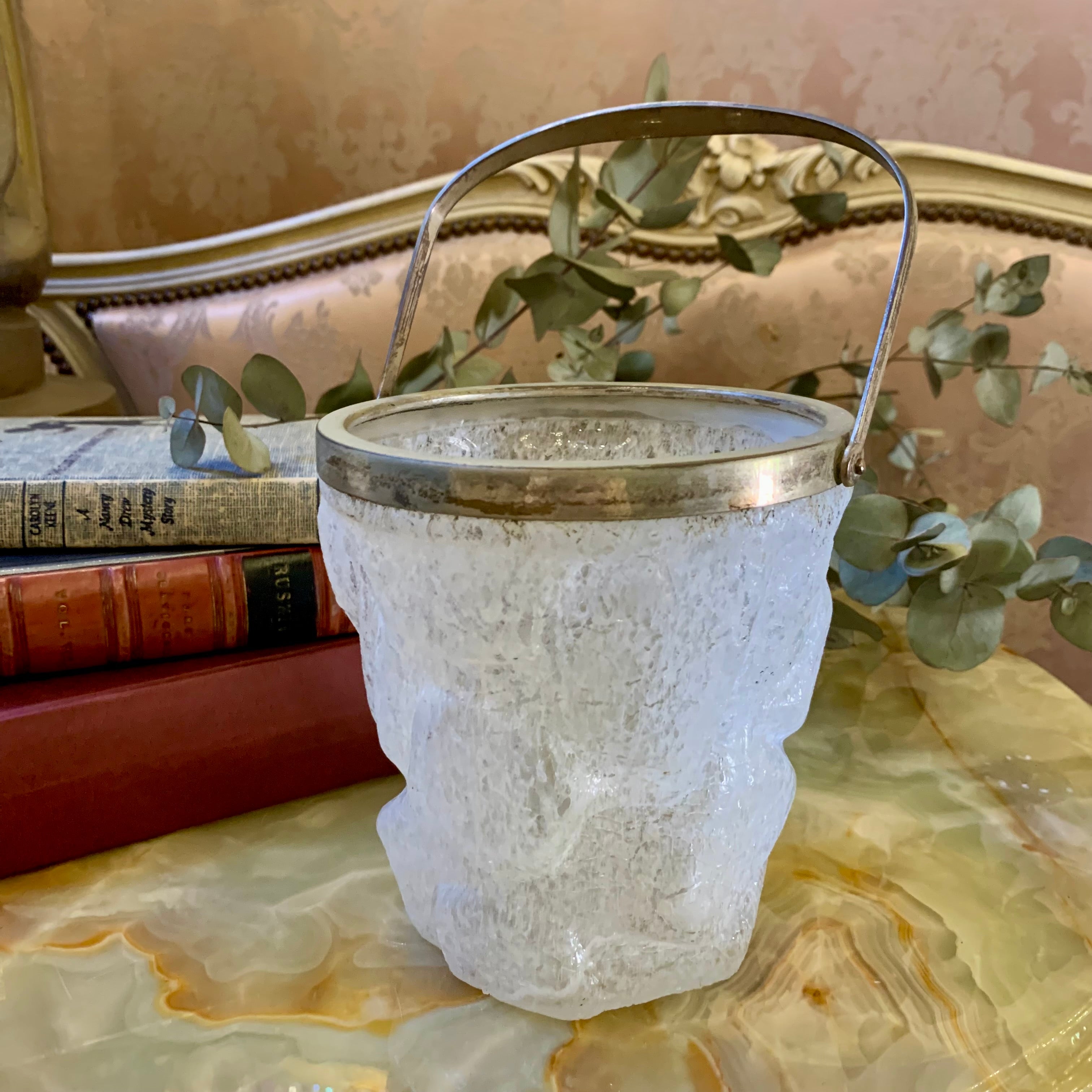 Art Deco Frosted and Jaggered Glass Ice Bucket - SOLD