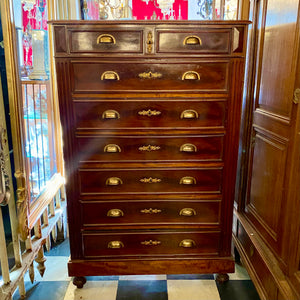 Antique Mahogany Chest of Drawers with Brass Handles