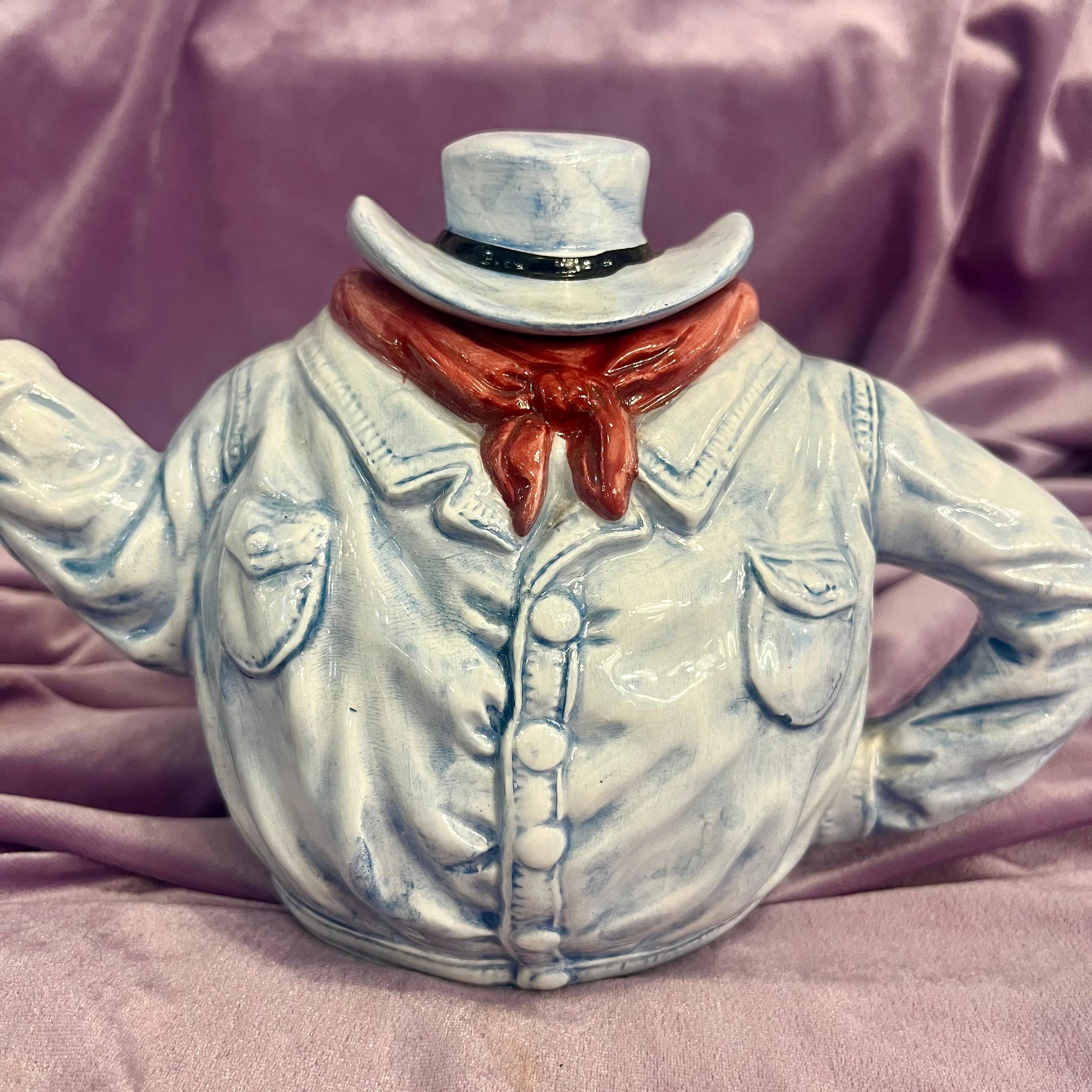 Cowboy Teapot with a Hat and Bandana