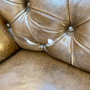 Soft Brown Three Seater Chesterfield