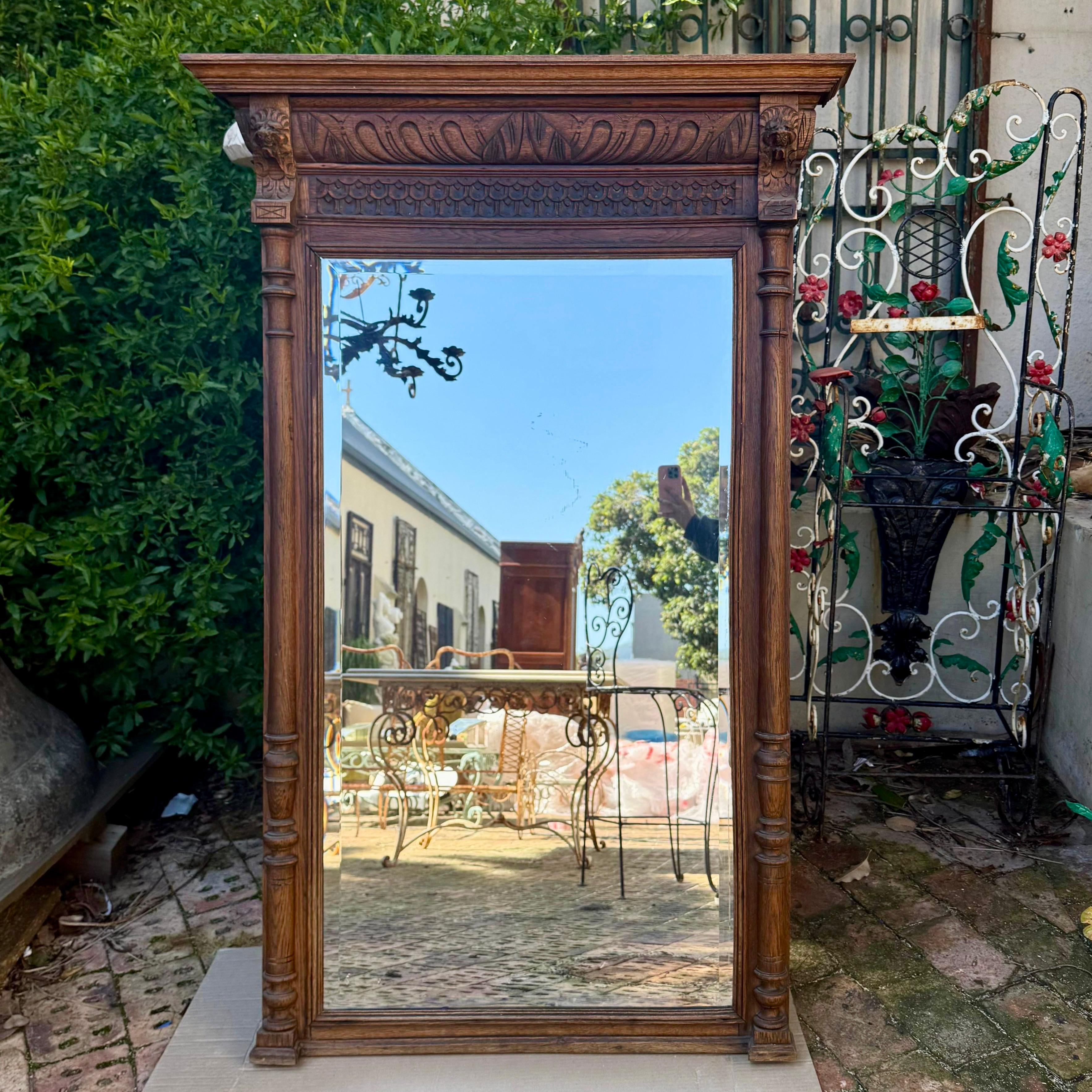 Antique Oak French Mirror