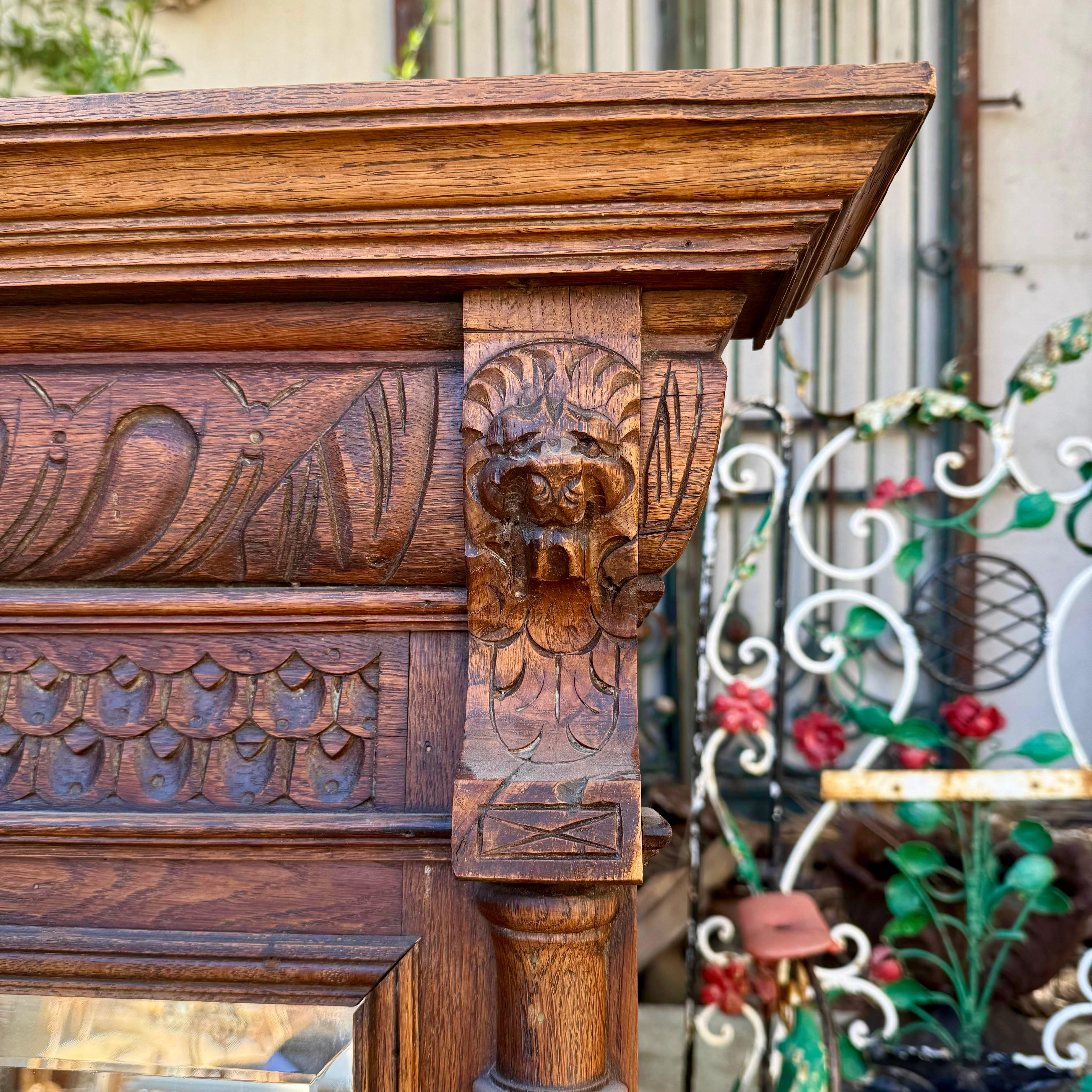 Antique Oak French Mirror
