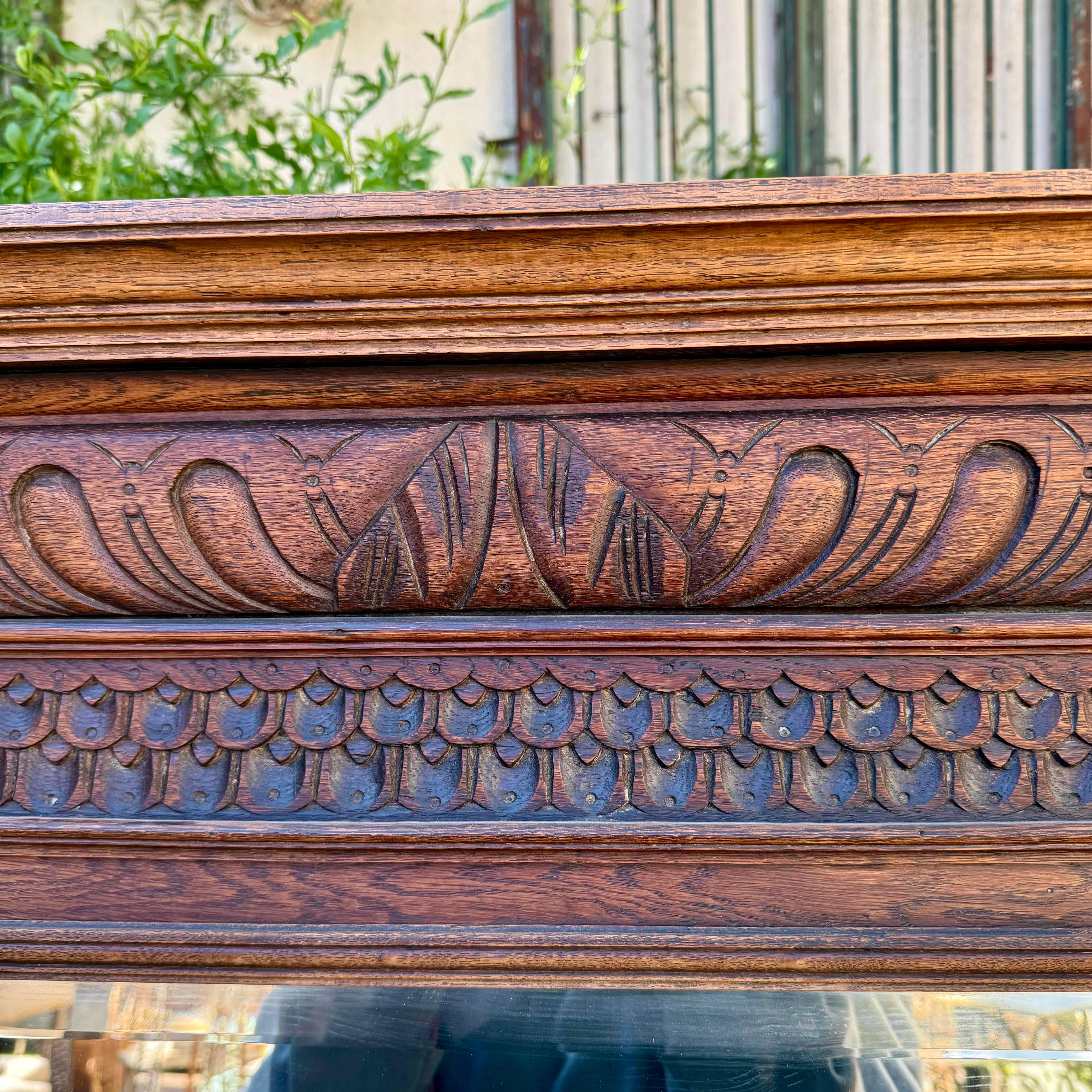 Antique Oak French Mirror